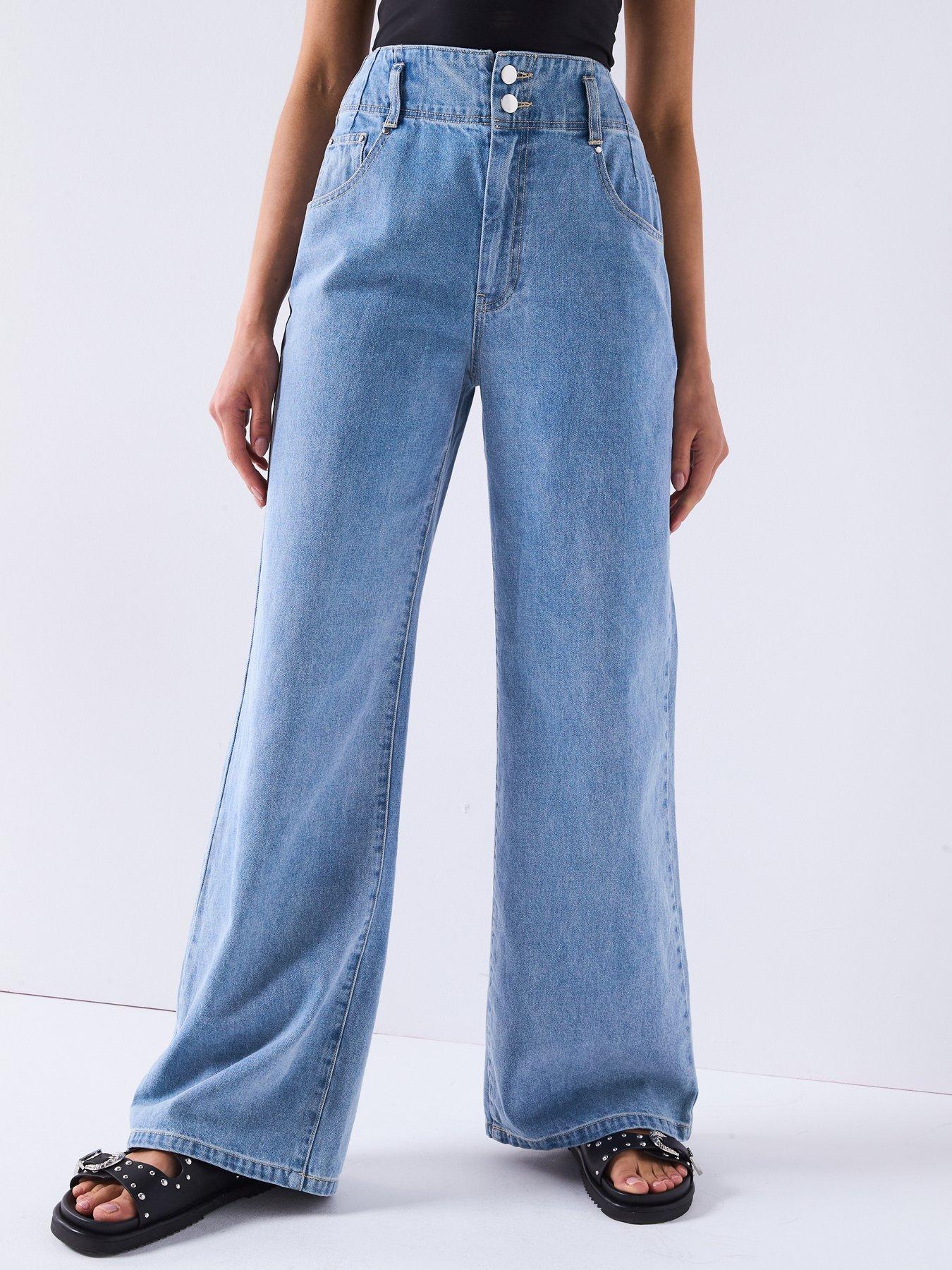 Image of V by Very Soft Denim Wide Leg Jeans - Light Wash