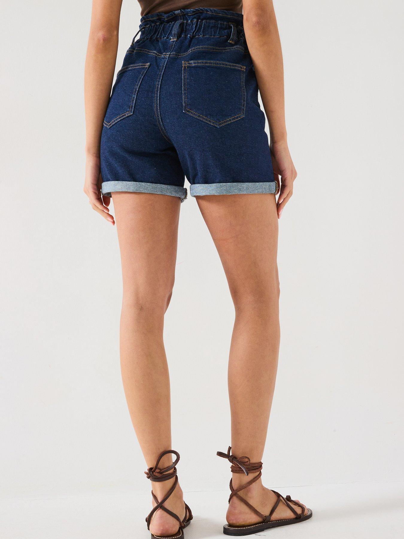 v-by-very-paper-bag-denim-shorts-dark-washstillFront