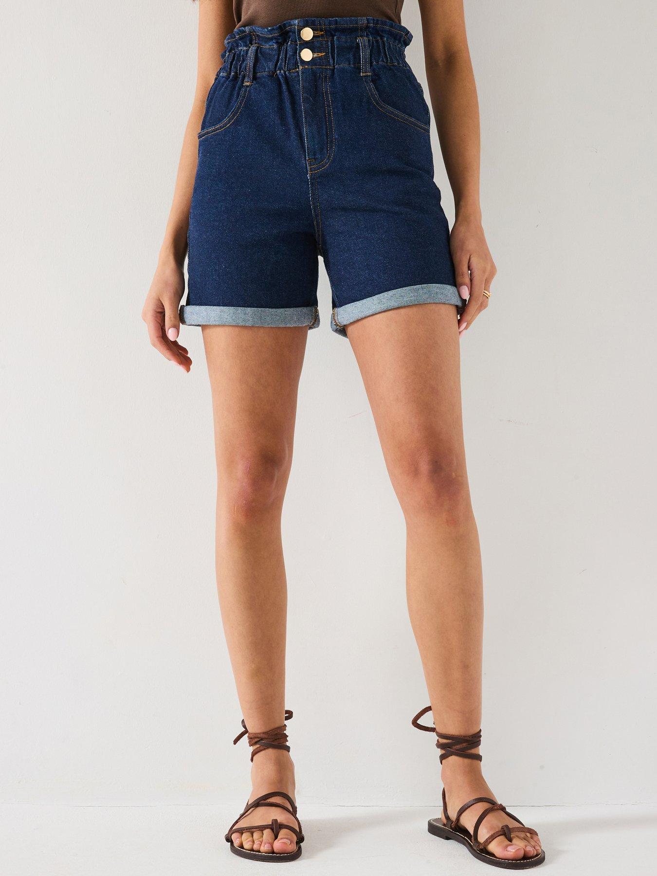 v-by-very-paper-bag-denim-shorts-dark-washback