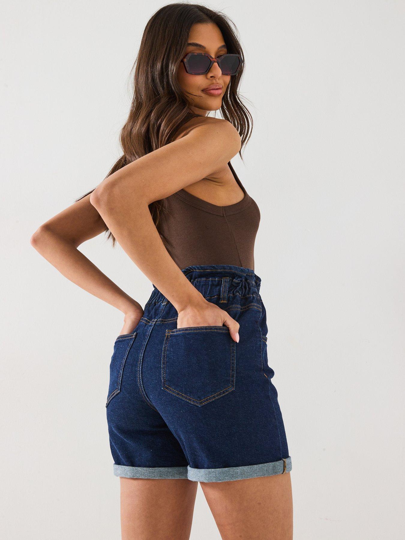 v-by-very-paper-bag-denim-shorts-dark-washdetail