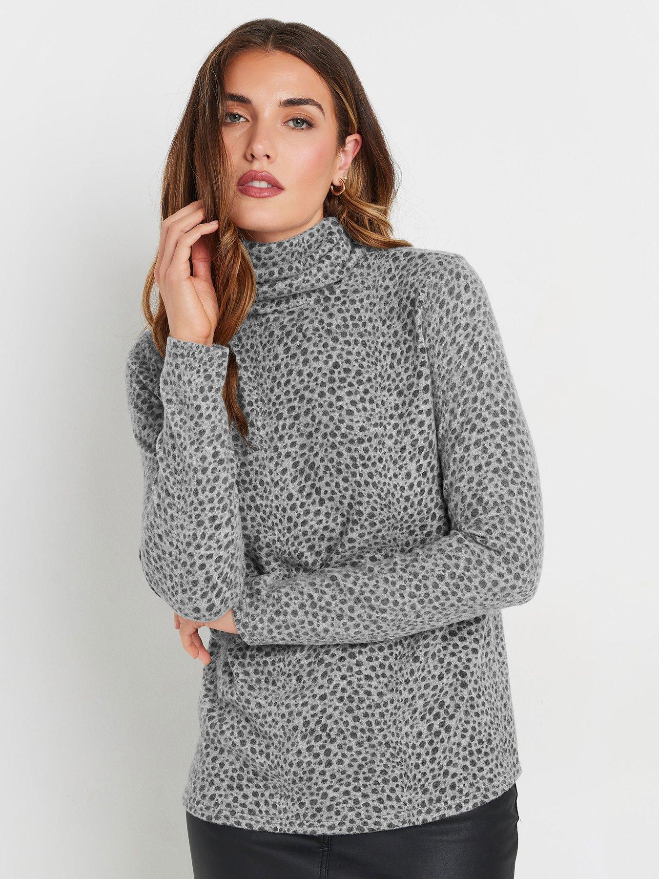 long-tall-sally-animal-roll-neck-soft-touch-top-grey