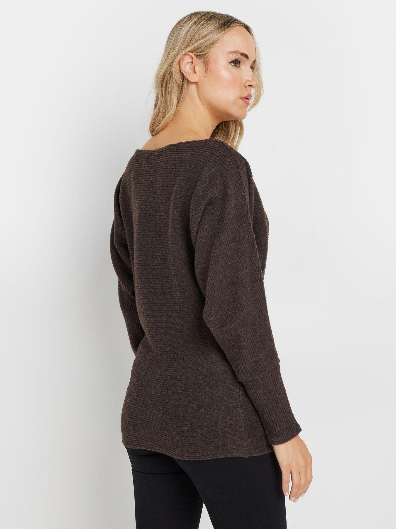 long-tall-sally-ribbed-soft-touch-batwing-top-brownstillFront