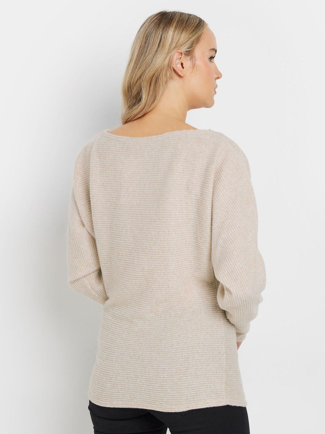 Image 2 of 4 of Long Tall Sally Ribbed Soft Touch Batwing Top - Ivory