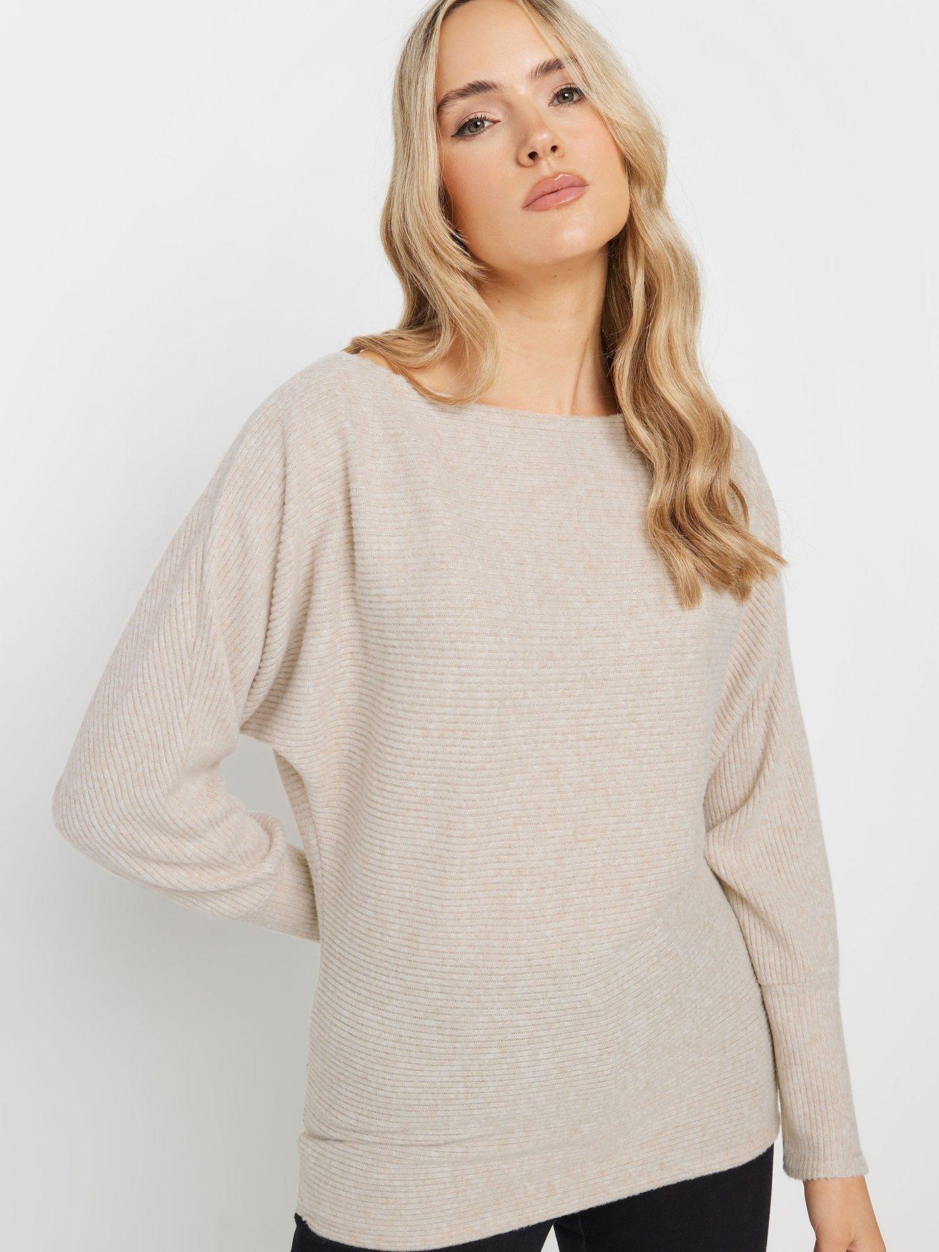 Image 4 of 4 of Long Tall Sally Ribbed Soft Touch Batwing Top - Ivory