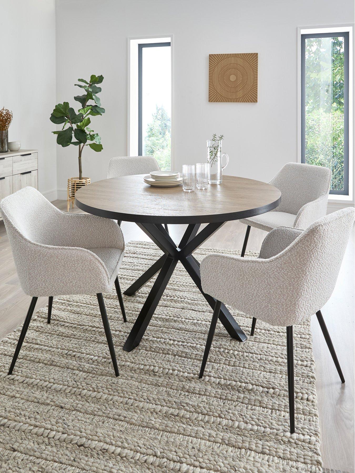 the-very-collection-oslo-120nbspcm-round-oakblacknbspdining-table-4-alisha-creamnbspboucle-dining-chairs-fscreg-certified