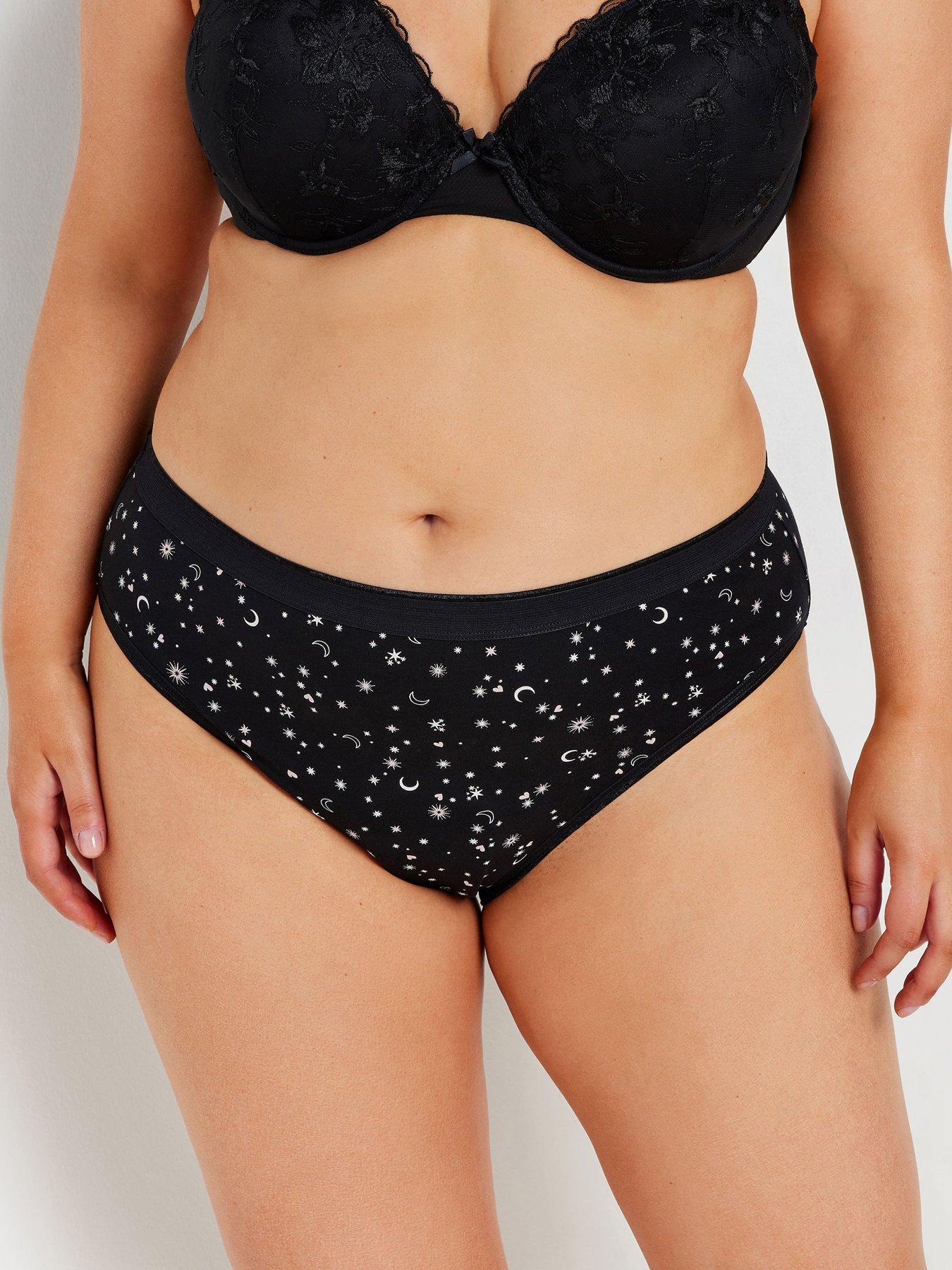 Image 3 of 4 of Yours Curve 5 Pack Stretch Stars &amp; Moon High Leg Briefs - Multi