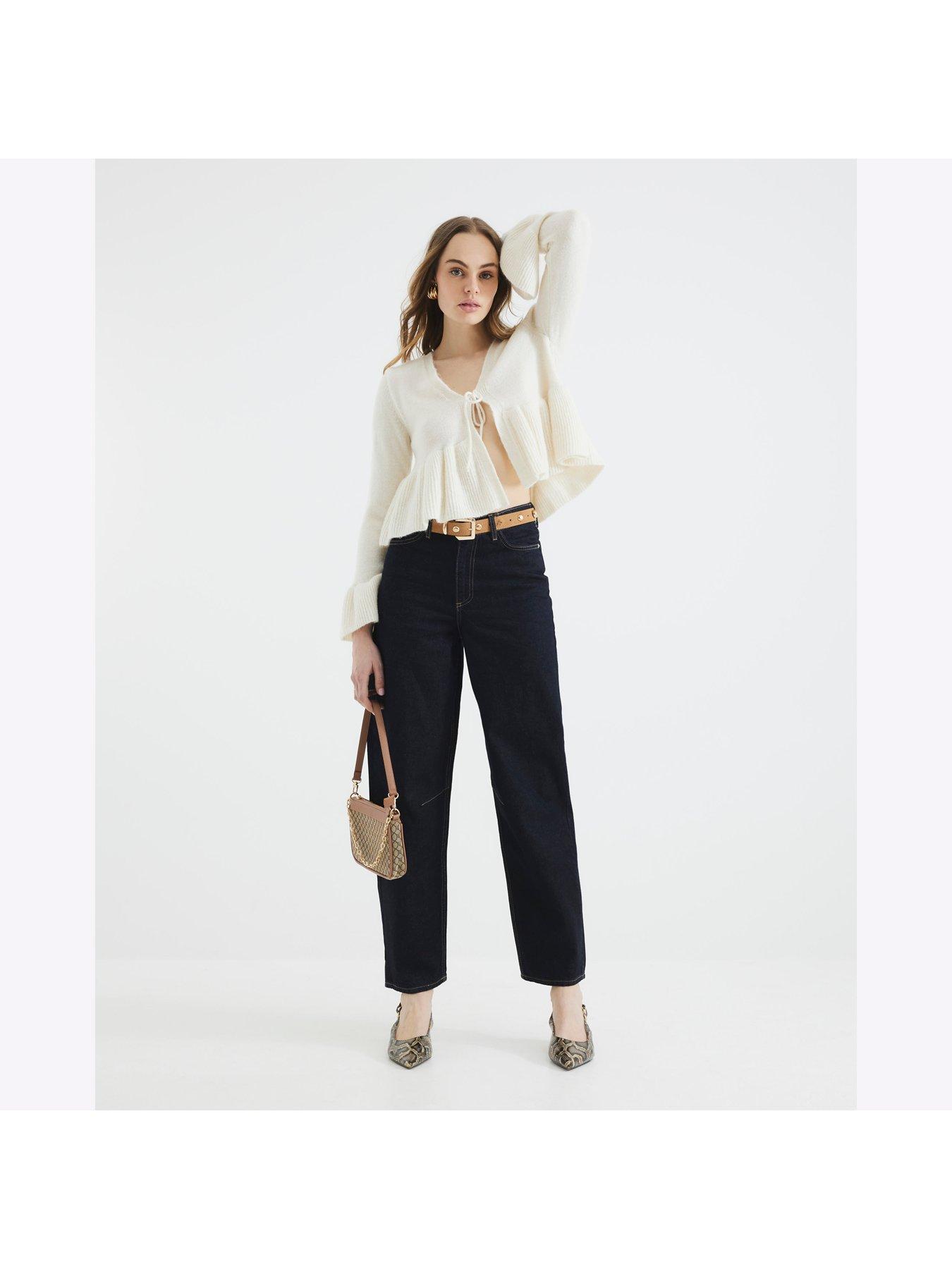 Image 3 of 4 of River Island Tie Frill Cardigan - Cream