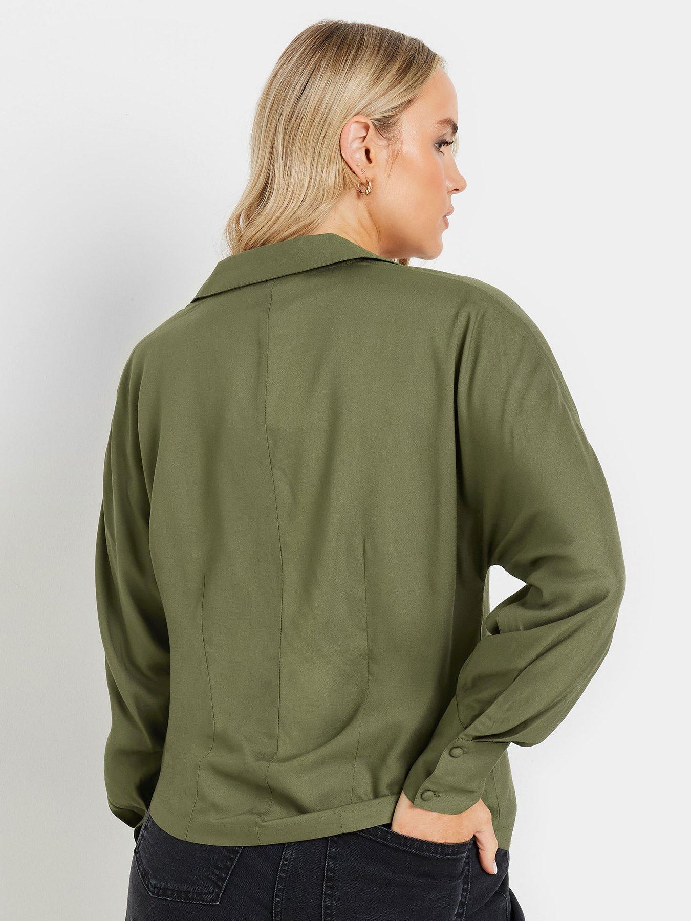 long-tall-sally-asymmetric-button-blouse-greenstillFront