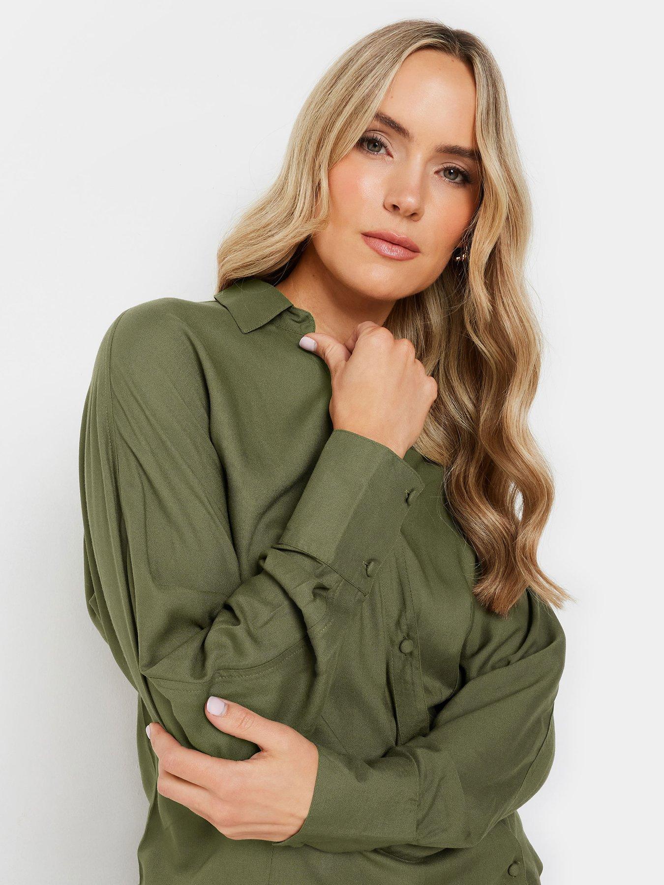 long-tall-sally-asymmetric-button-blouse-greenoutfit