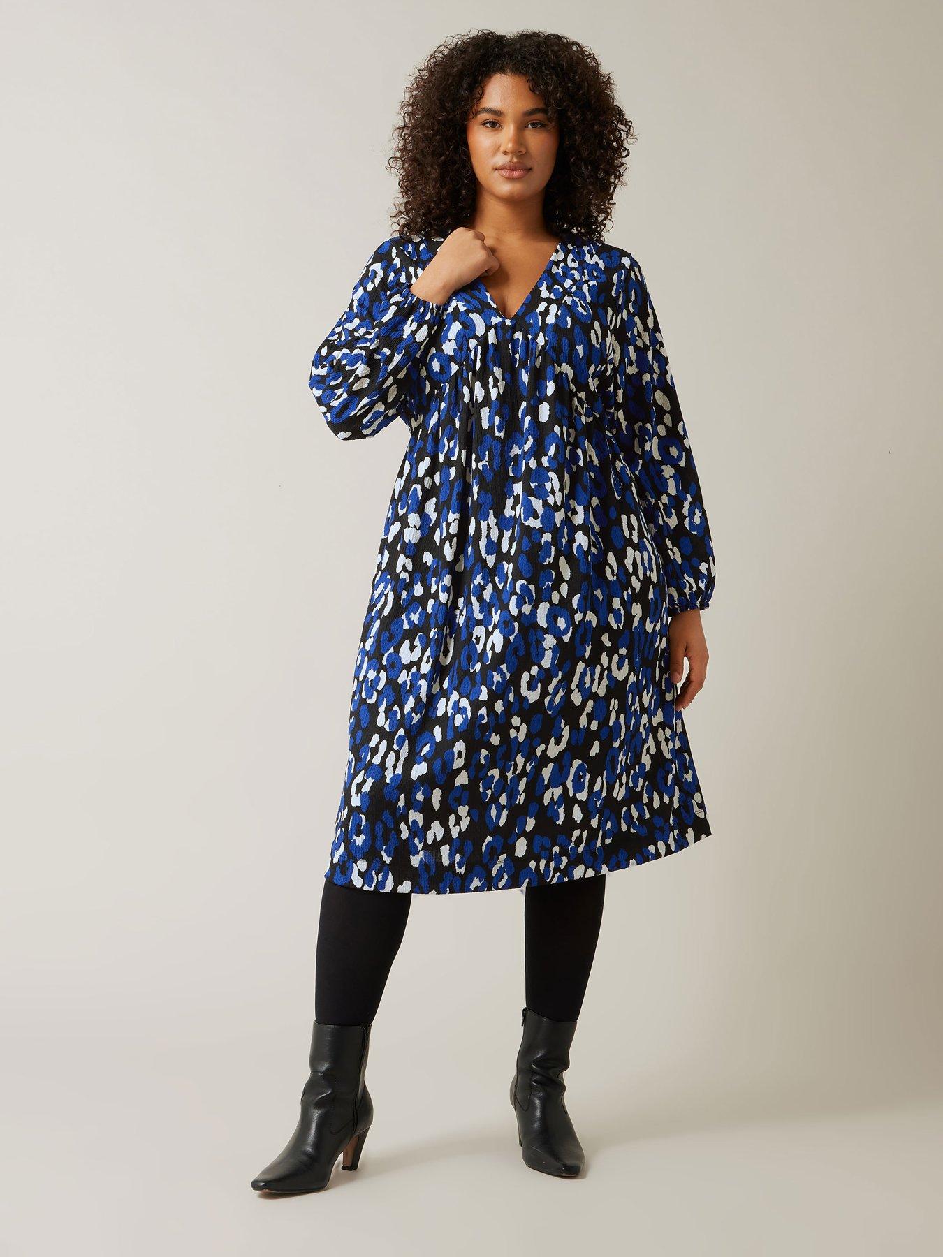 evans-spot-print-jersey-crepe-dress-black