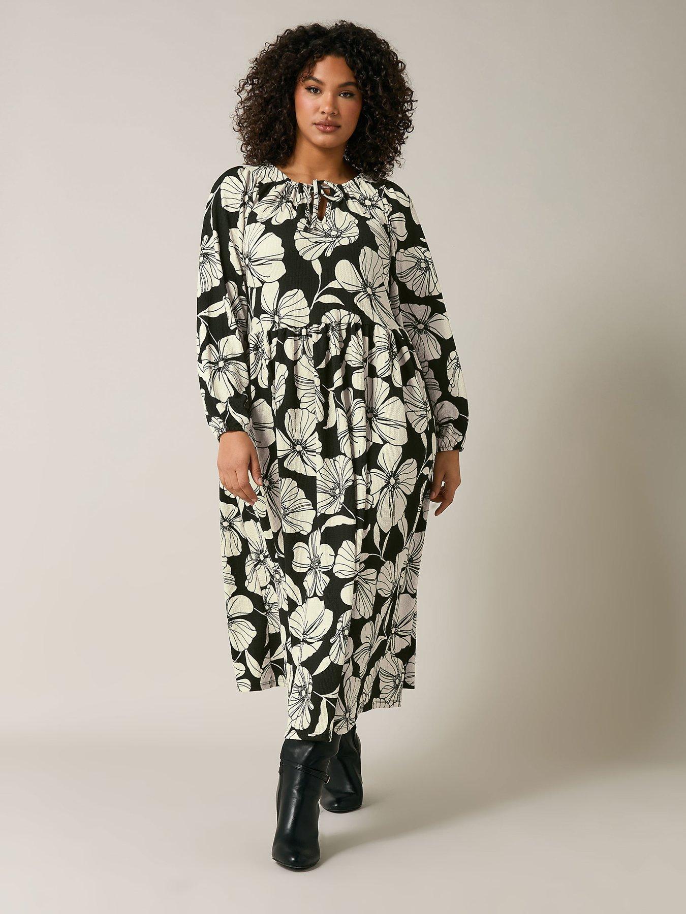 evans-floral-print-dress-black