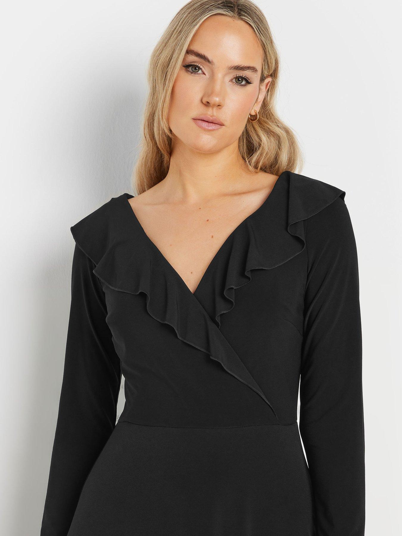 long-tall-sally-tall-long-sleeve-frill-midi-dress-blackoutfit