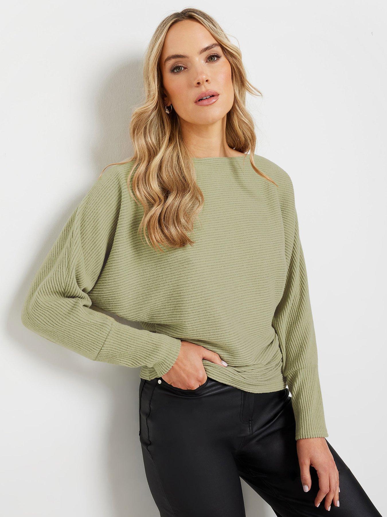 long-tall-sally-ribbed-soft-touch-batwing-top-green