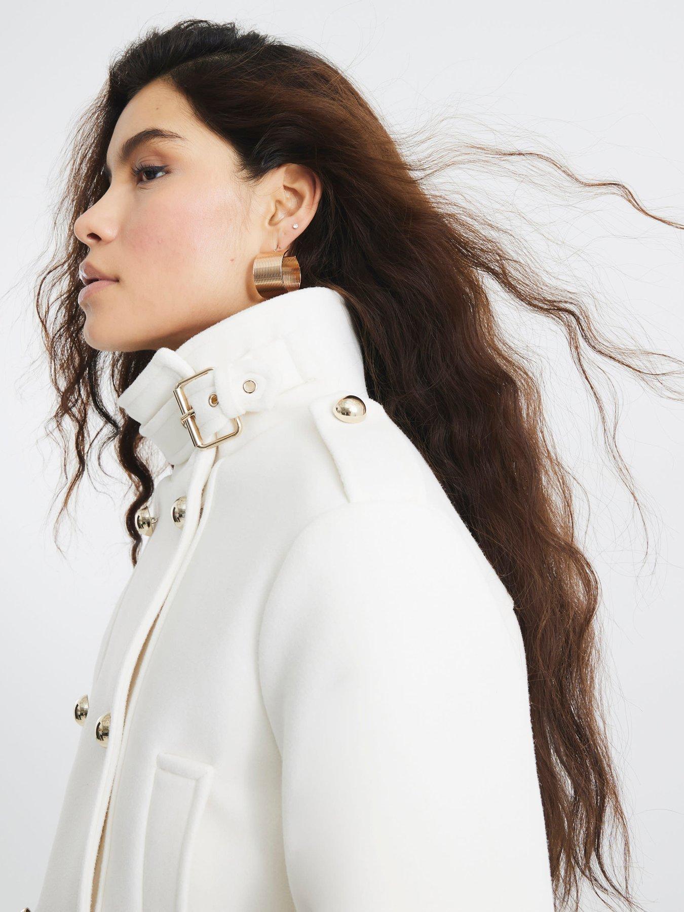 Image 2 of 6 of River Island Cropped Military Jacket - Cream