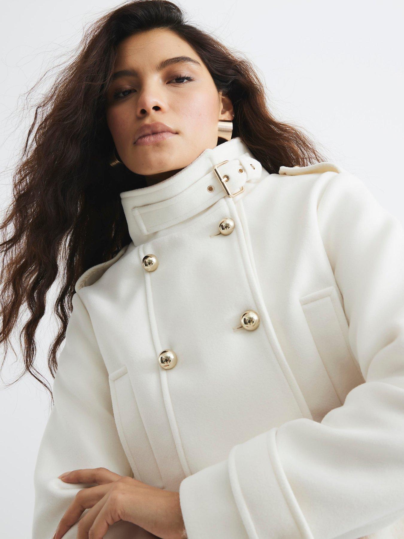 Image 4 of 6 of River Island Cropped Military Jacket - Cream