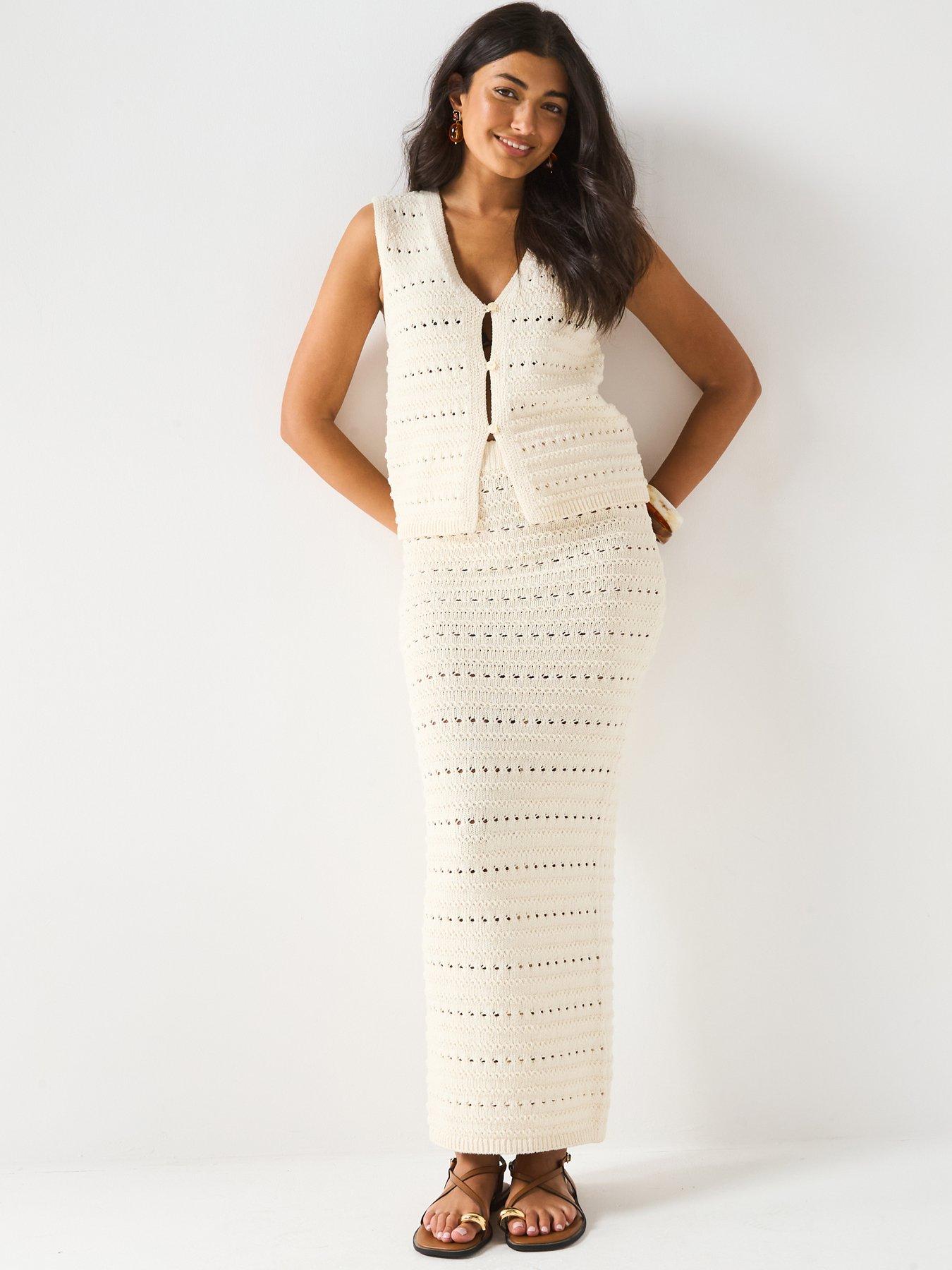 v-by-very-cotton-rich-v-neck-pointelle-waistcoat-coord-creamfront
