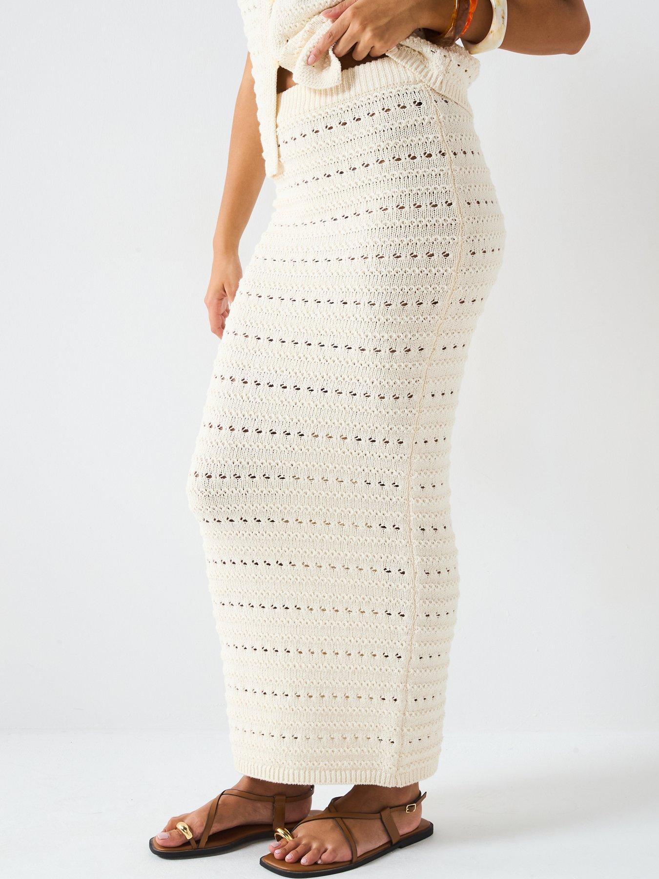 undefined Pointelle Skirt Coord - Light Cream