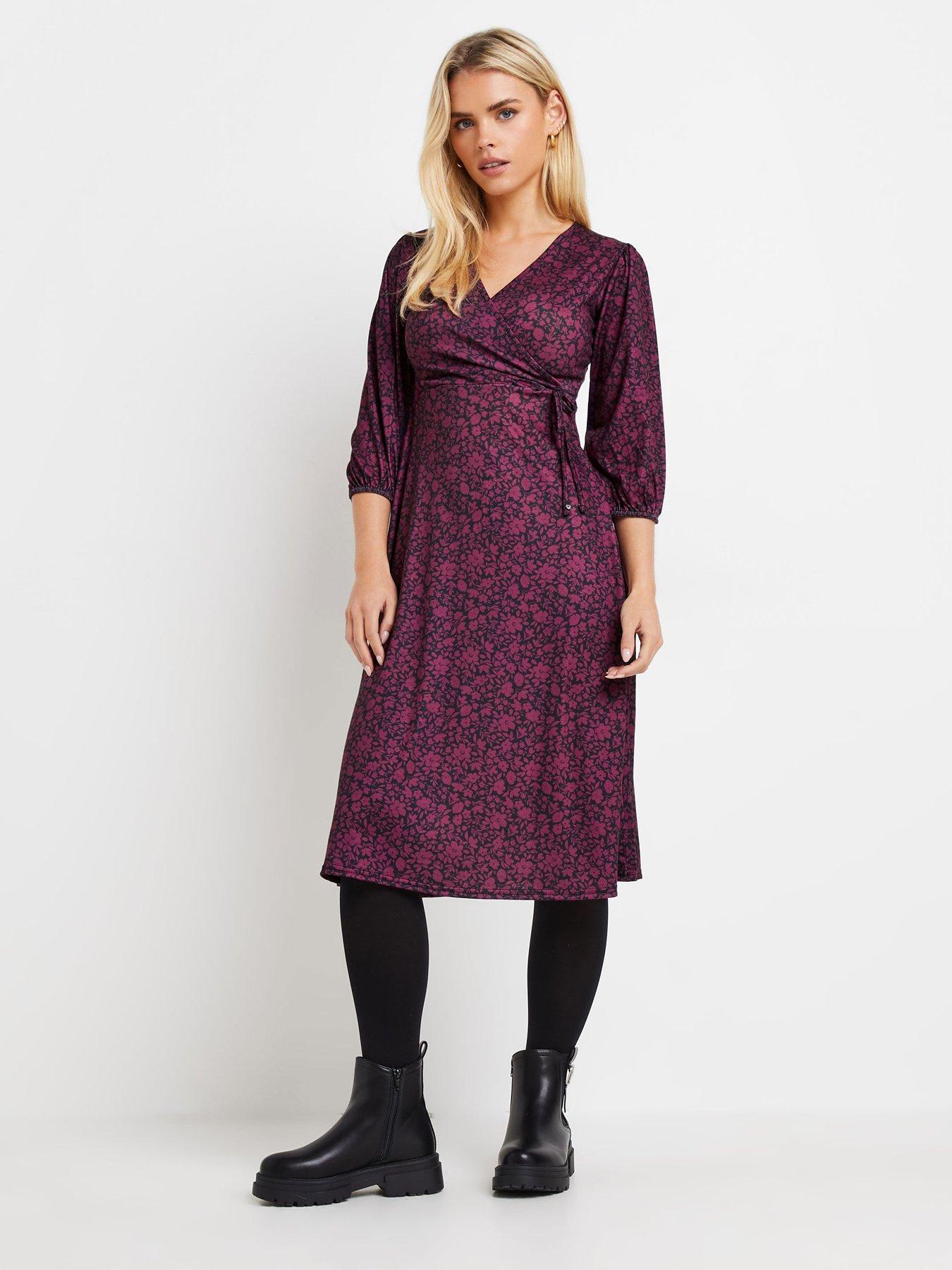 mco-petite-34-sleeve-dress-purple