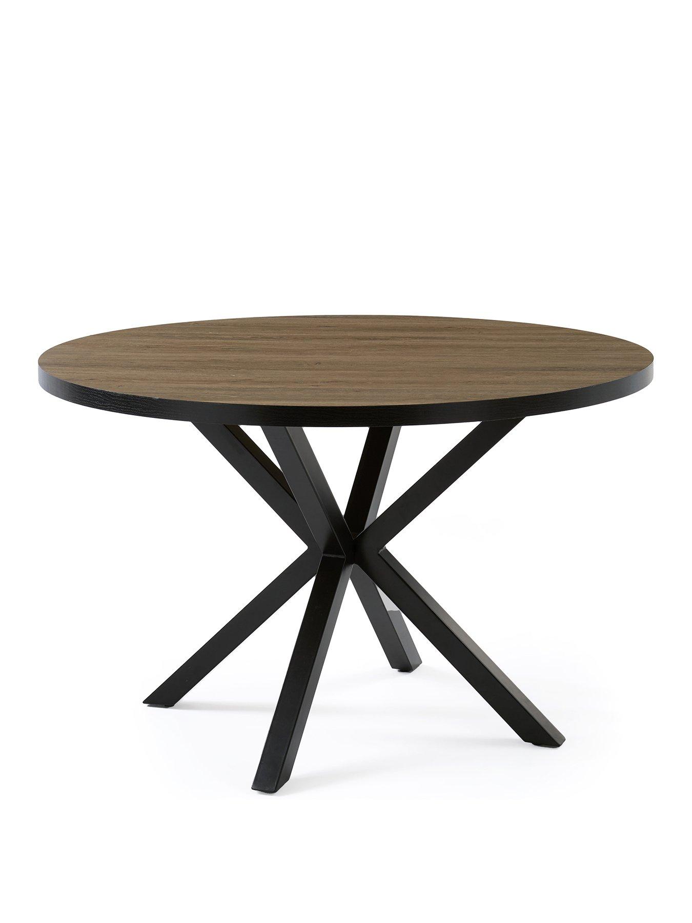 Image 3 of 7 of The Very Collection Oslo 120 cm Round Oak/Black Dining Table + 4 Sorena Grey&nbsp;Dining Chairs - FSC&reg; Certified