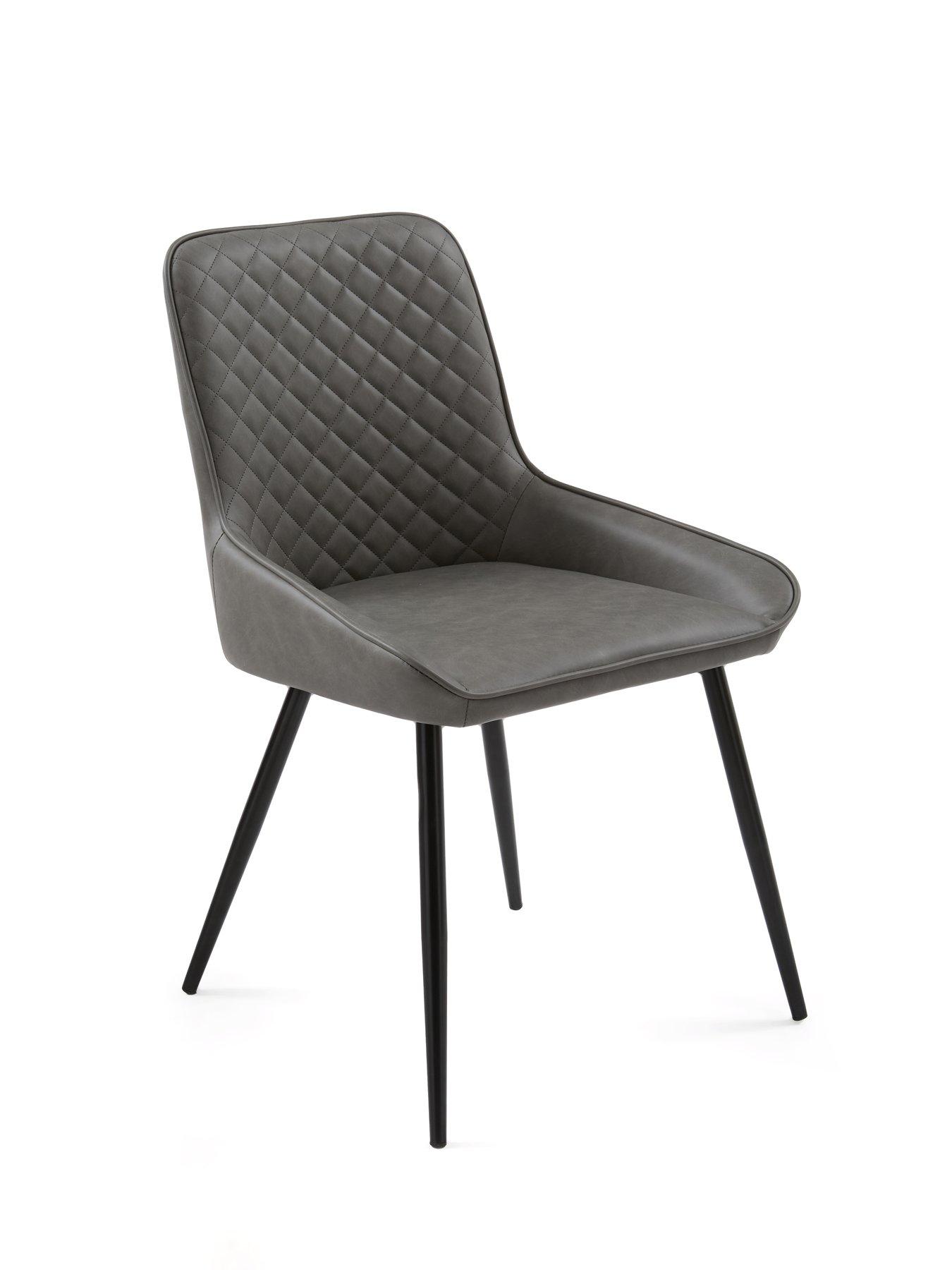 Image 4 of 7 of The Very Collection Oslo 120 cm Round Oak/Black Dining Table + 4 Sorena Grey&nbsp;Dining Chairs - FSC&reg; Certified