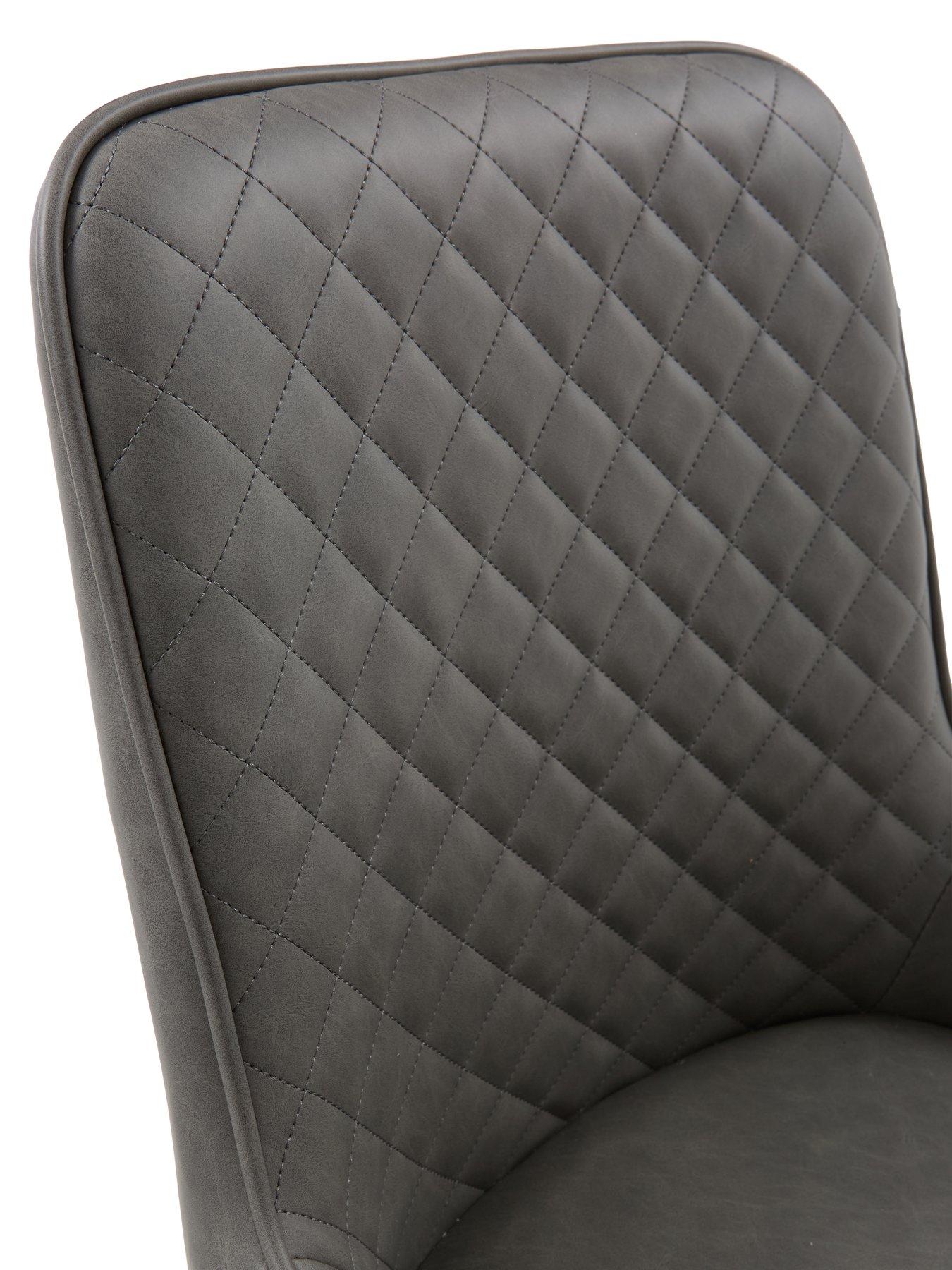 Image 5 of 7 of The Very Collection Oslo 120 cm Round Oak/Black Dining Table + 4 Sorena Grey&nbsp;Dining Chairs - FSC&reg; Certified