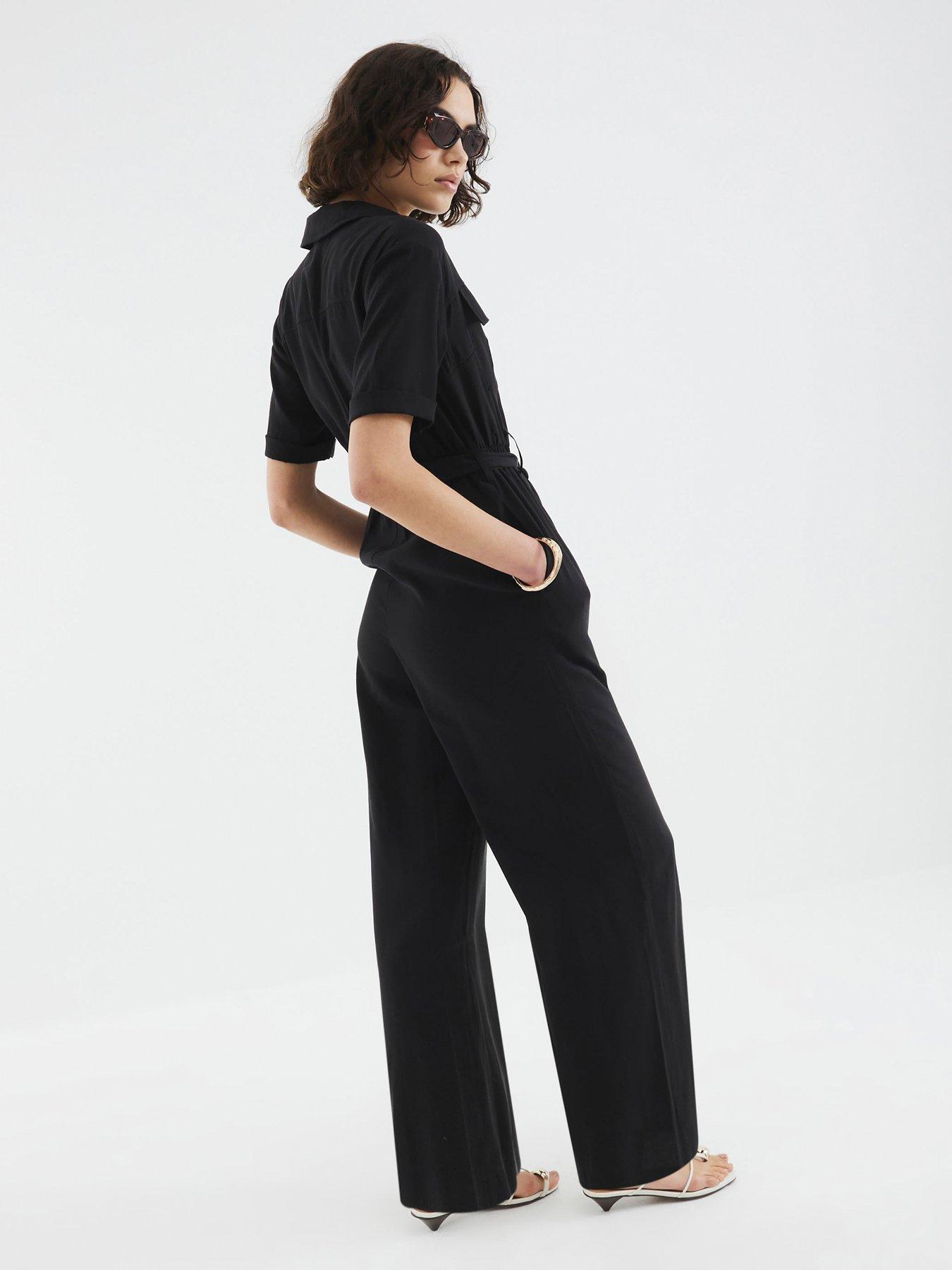 Image 2 of 3 of River Island Belted Utility Jumpsuit - Black