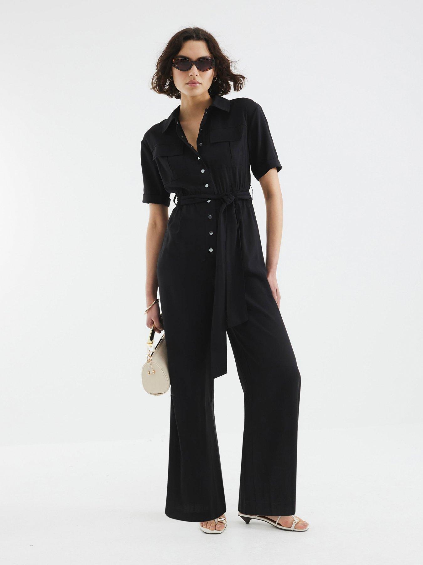 Image 3 of 3 of River Island Belted Utility Jumpsuit - Black