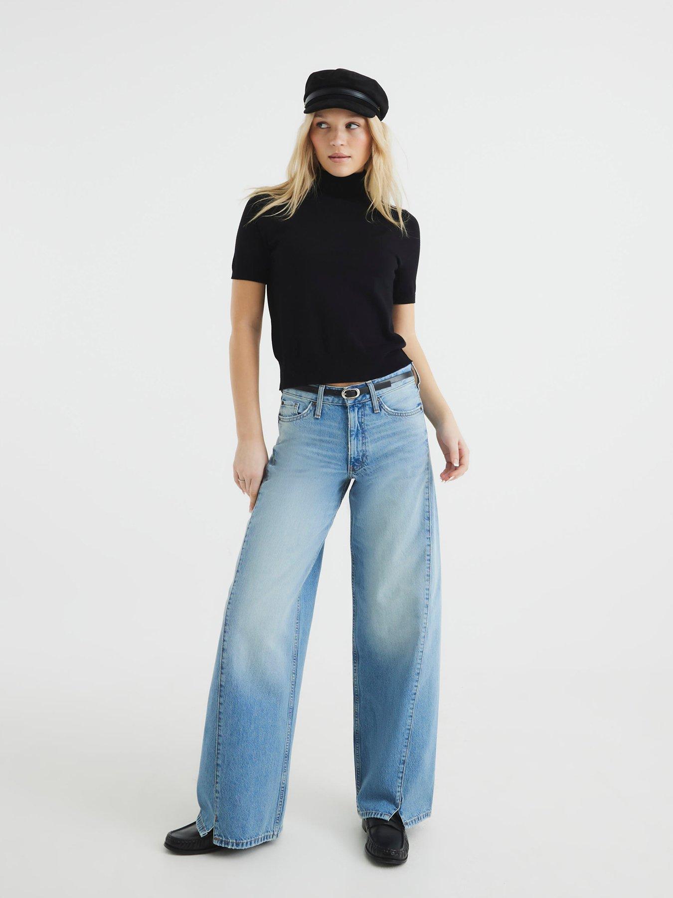 Image 1 of 4 of River Island Baggy Wide Leg Jean - Blue