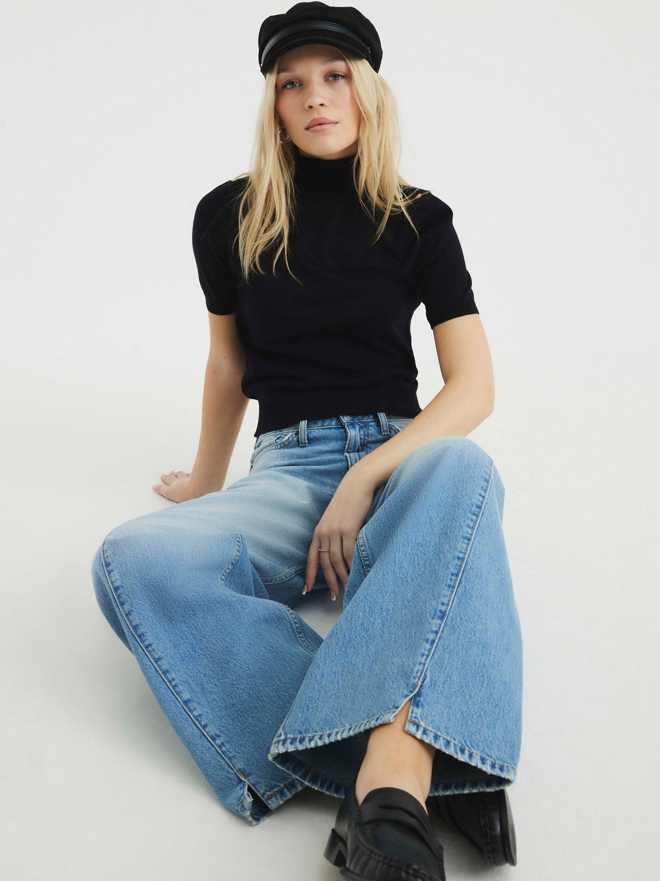 Image 3 of 4 of River Island Baggy Wide Leg Jean - Blue