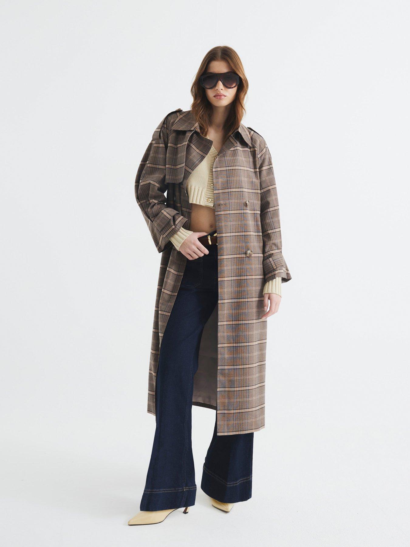 River Island Check Trench Coat Brown Very Ireland
