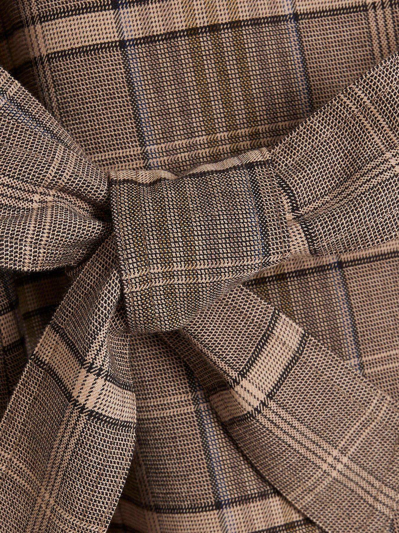 Image 5 of 6 of River Island Check Trench Coat - Brown
