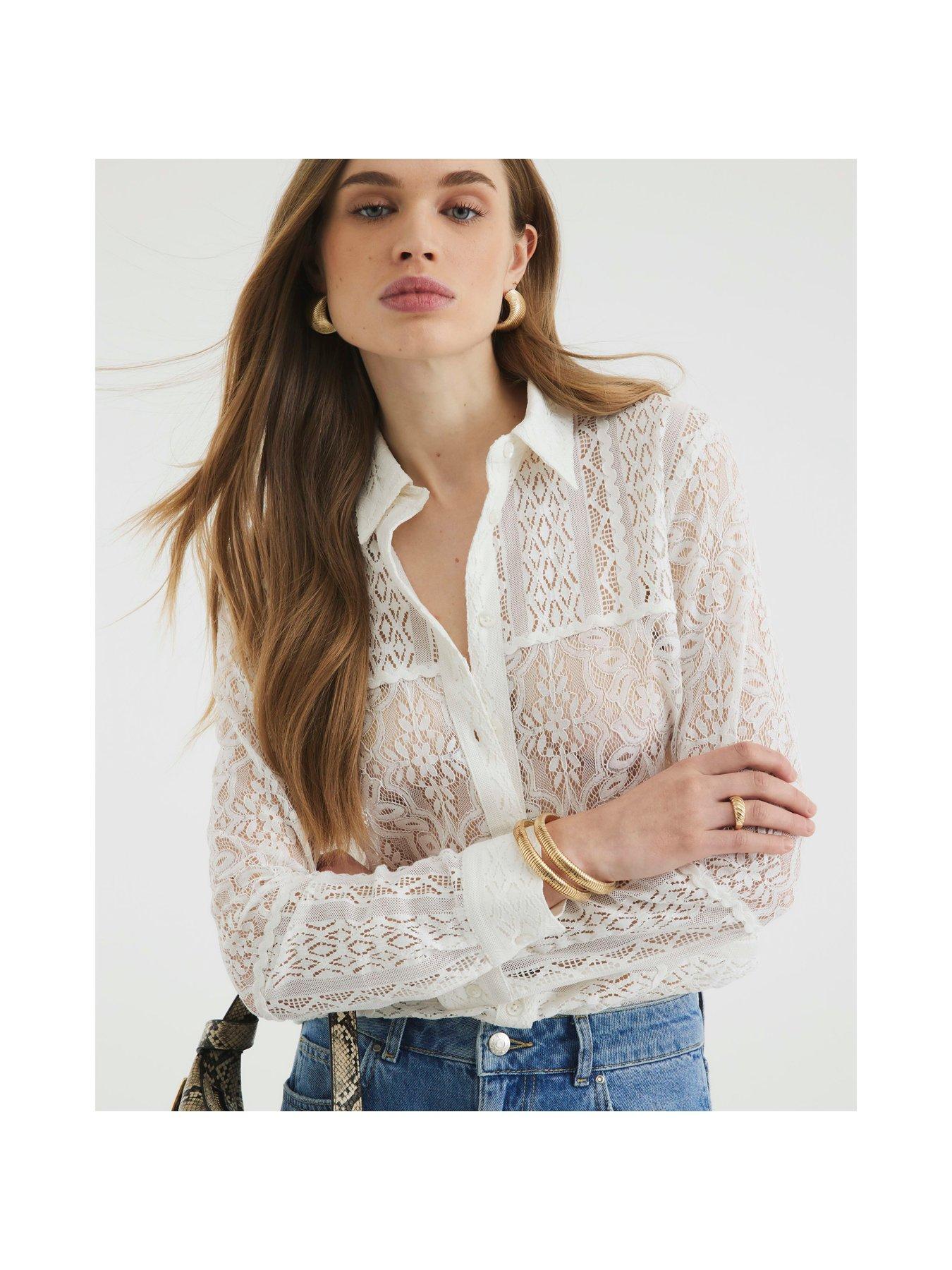 river-island-all-over-lace-shirt-creamoutfit