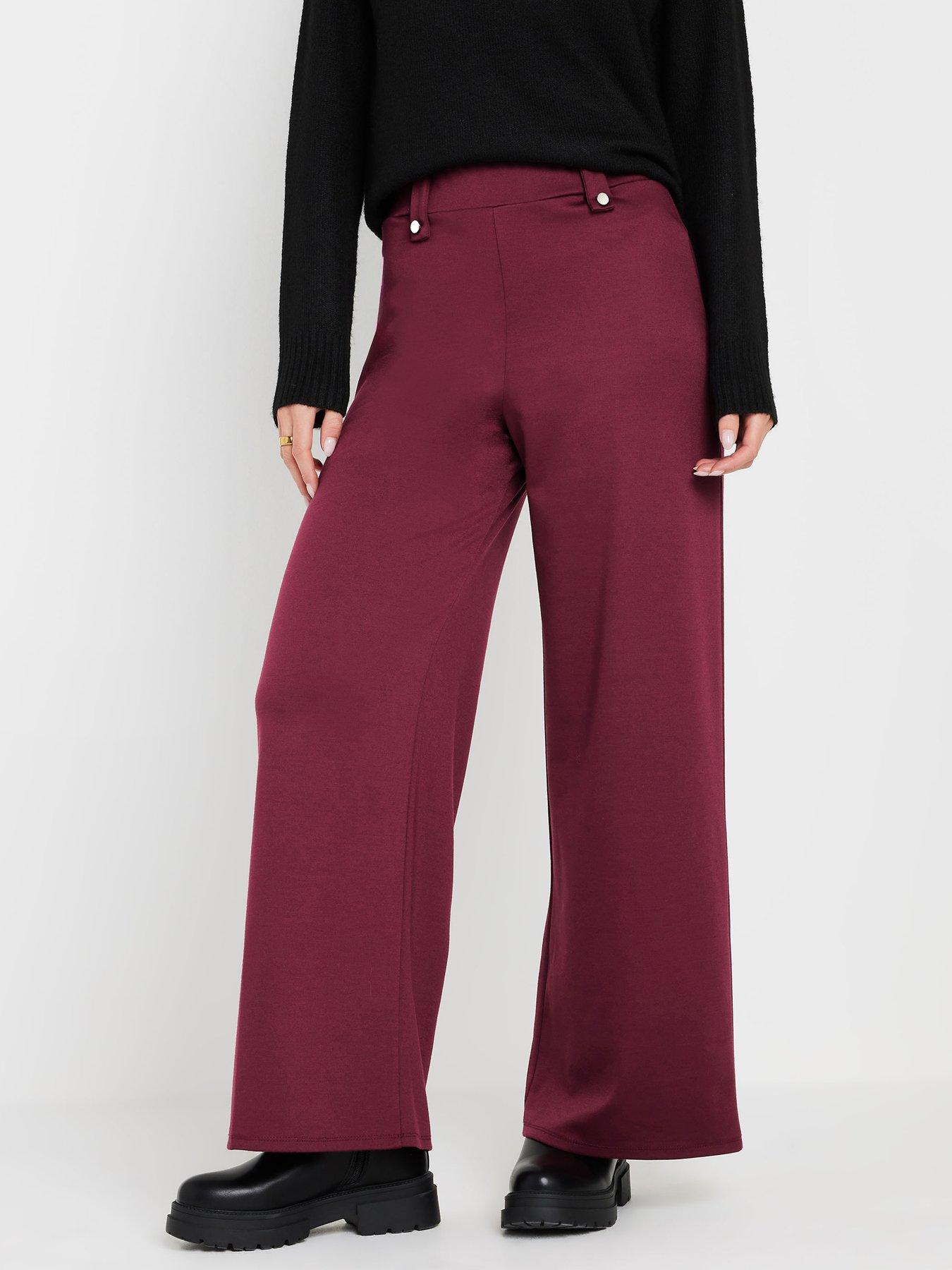 pixiegirl-petite-button-tab-ponte-wide-leg-trousers-red