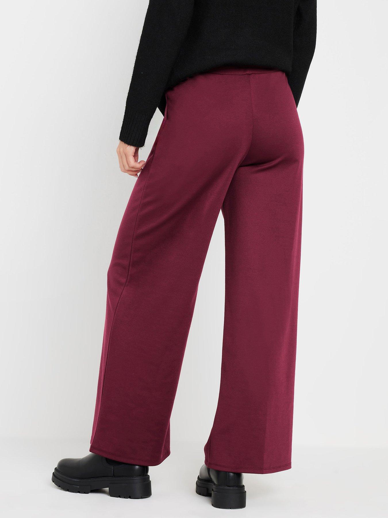 pixiegirl-petite-button-tab-ponte-wide-leg-trousers-redstillFront