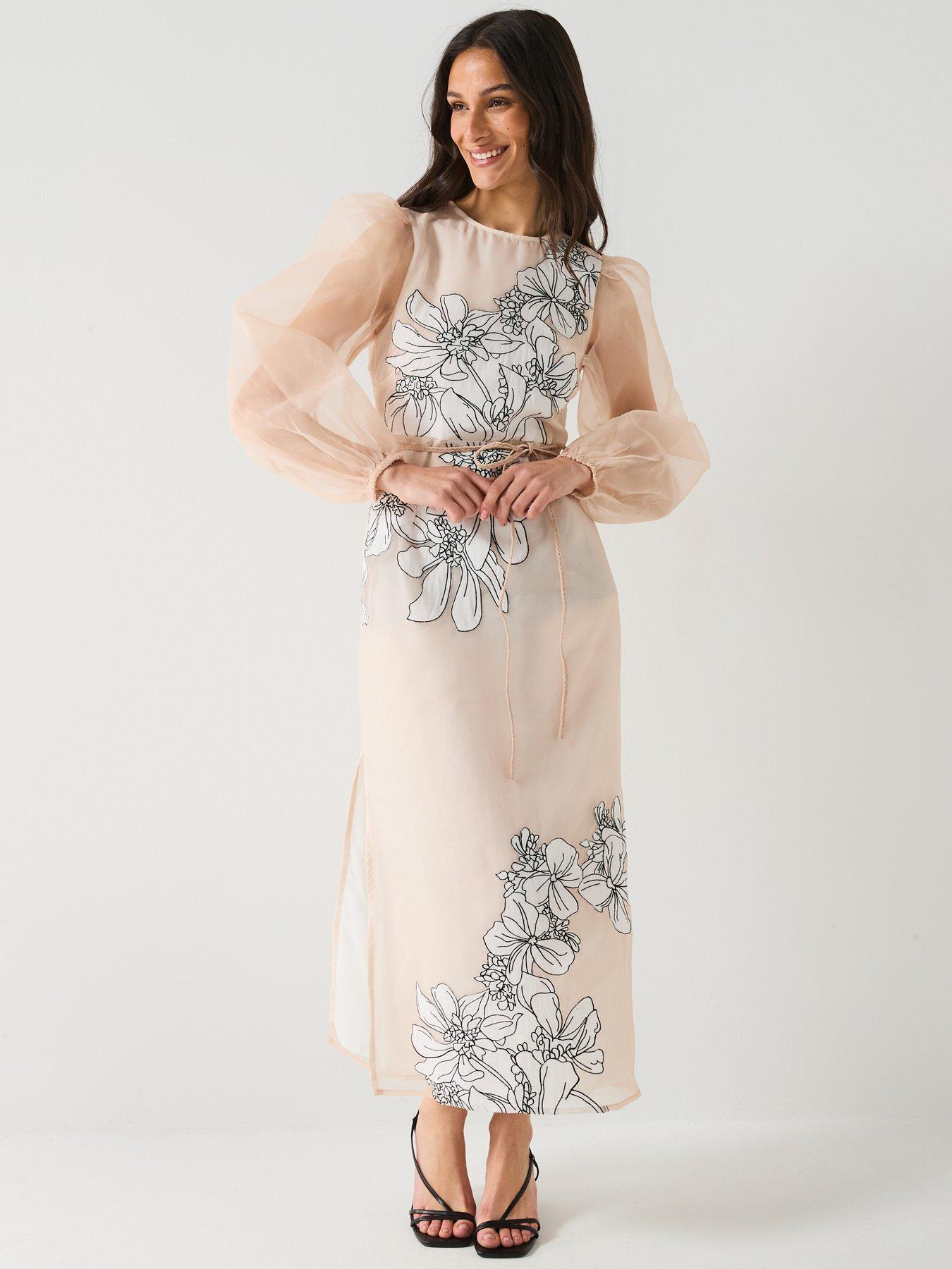 Image of River Island Floral Applique Dress - Pink