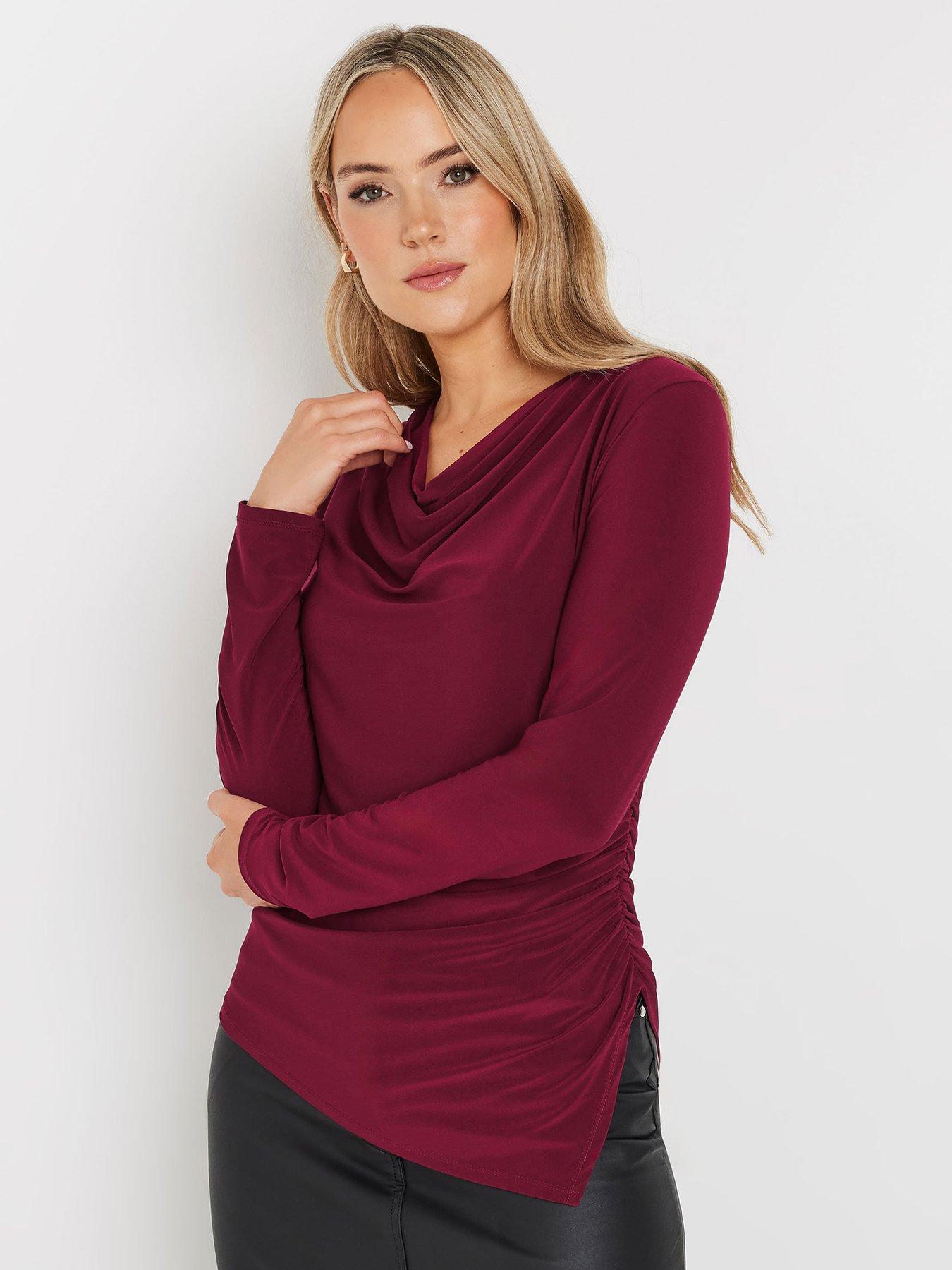 long-tall-sally-cowl-neck-asymmetric-top-red