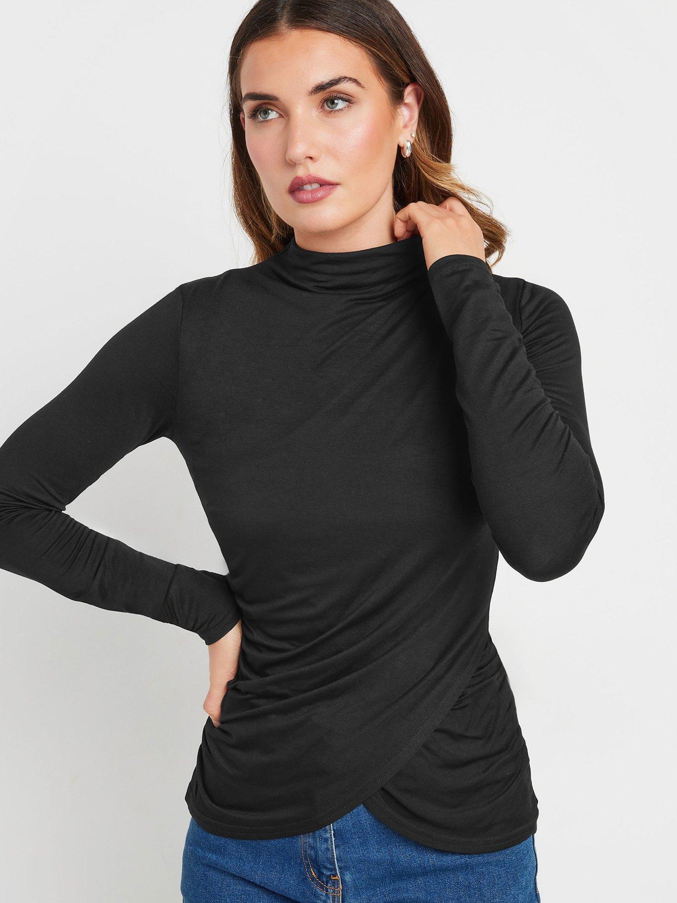 long-tall-sally-high-neck-drape-ruched-top-blackoutfit