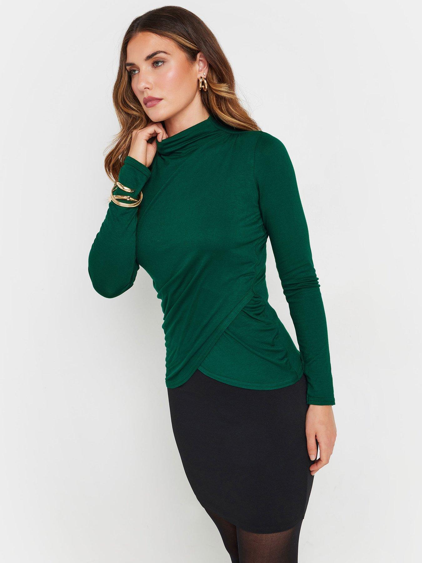 long-tall-sally-high-neck-drape-ruched-top-green