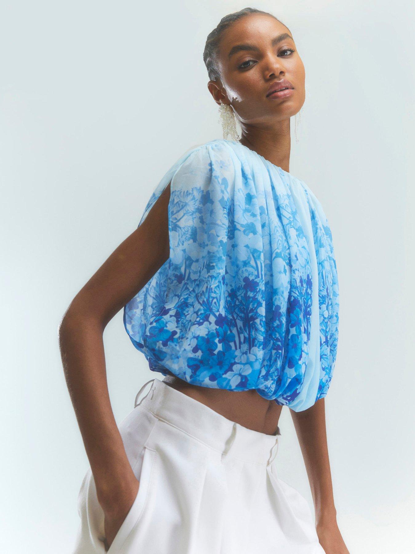 Image of River Island Bubble Hem Top - Blue
