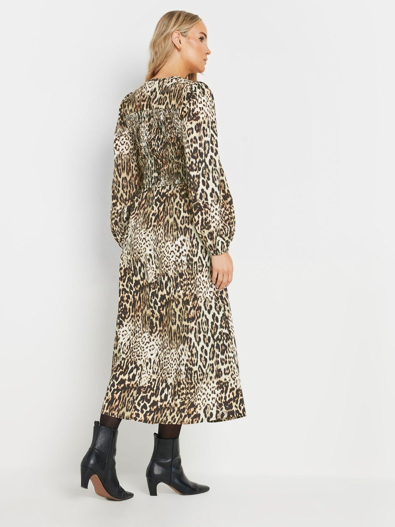 long-tall-sally-animal-shirred-midaxi-dress-naturalstillFront