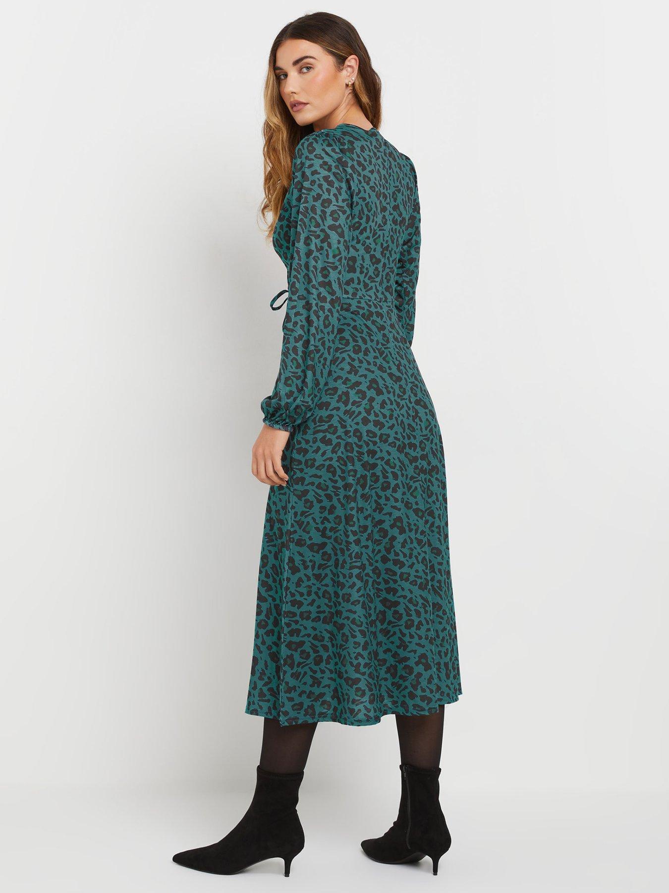 long-tall-sally-animal-wrap-dress-greenstillFront