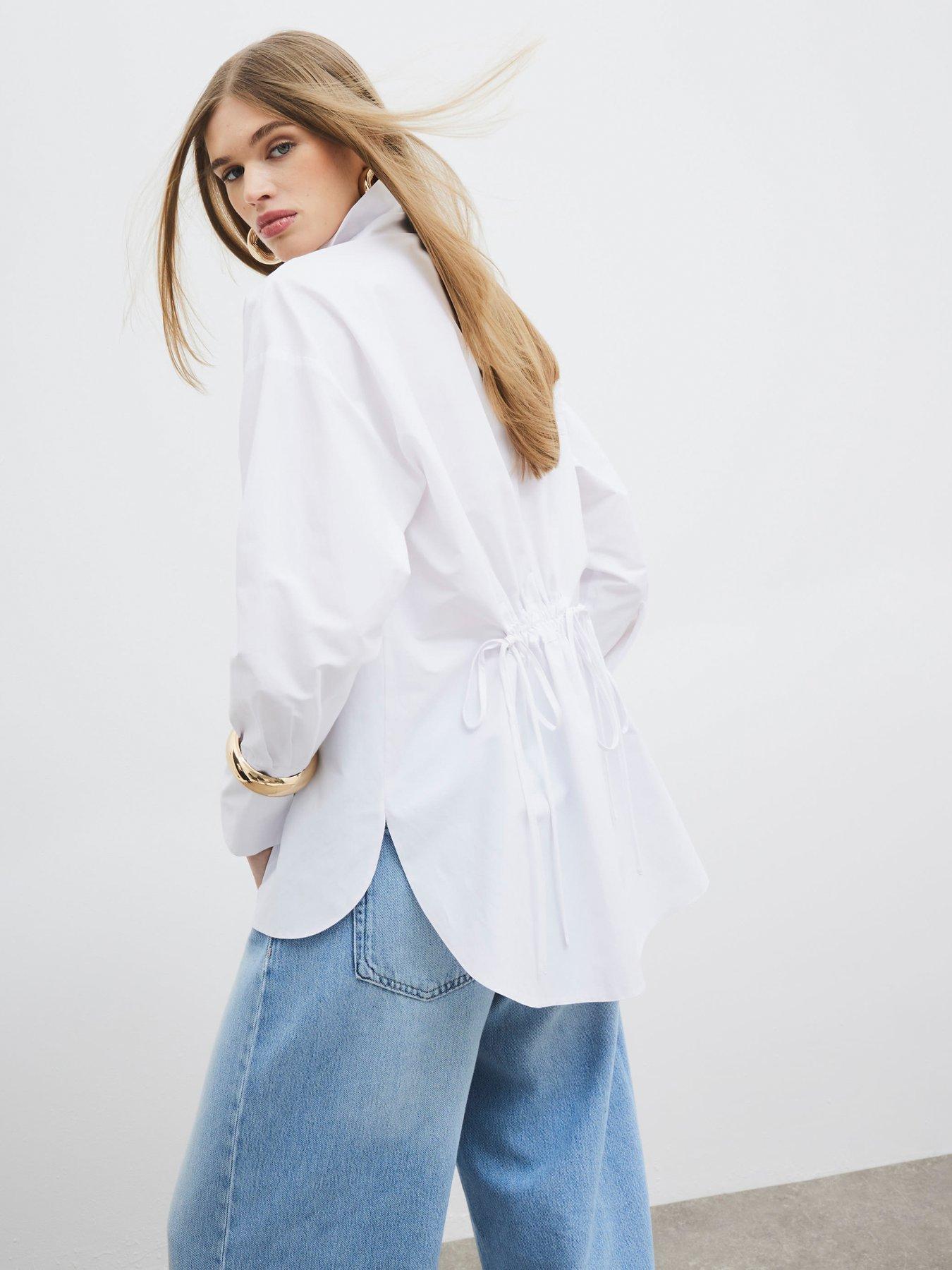 Image 2 of 6 of River Island Pocket Detail Oversized Shirt - White
