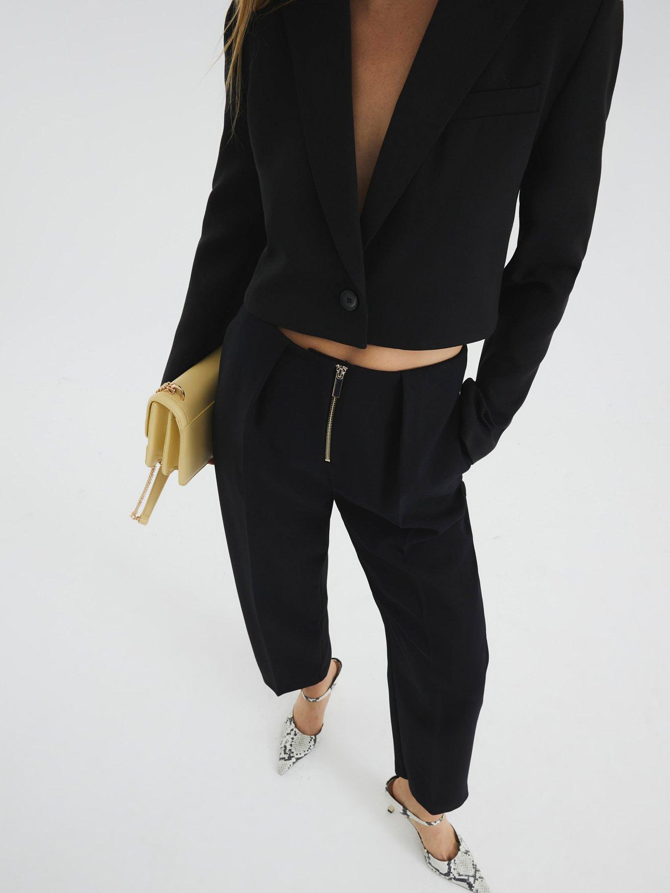 Image 3 of 4 of River Island Zip Front Slim Trouser - Black