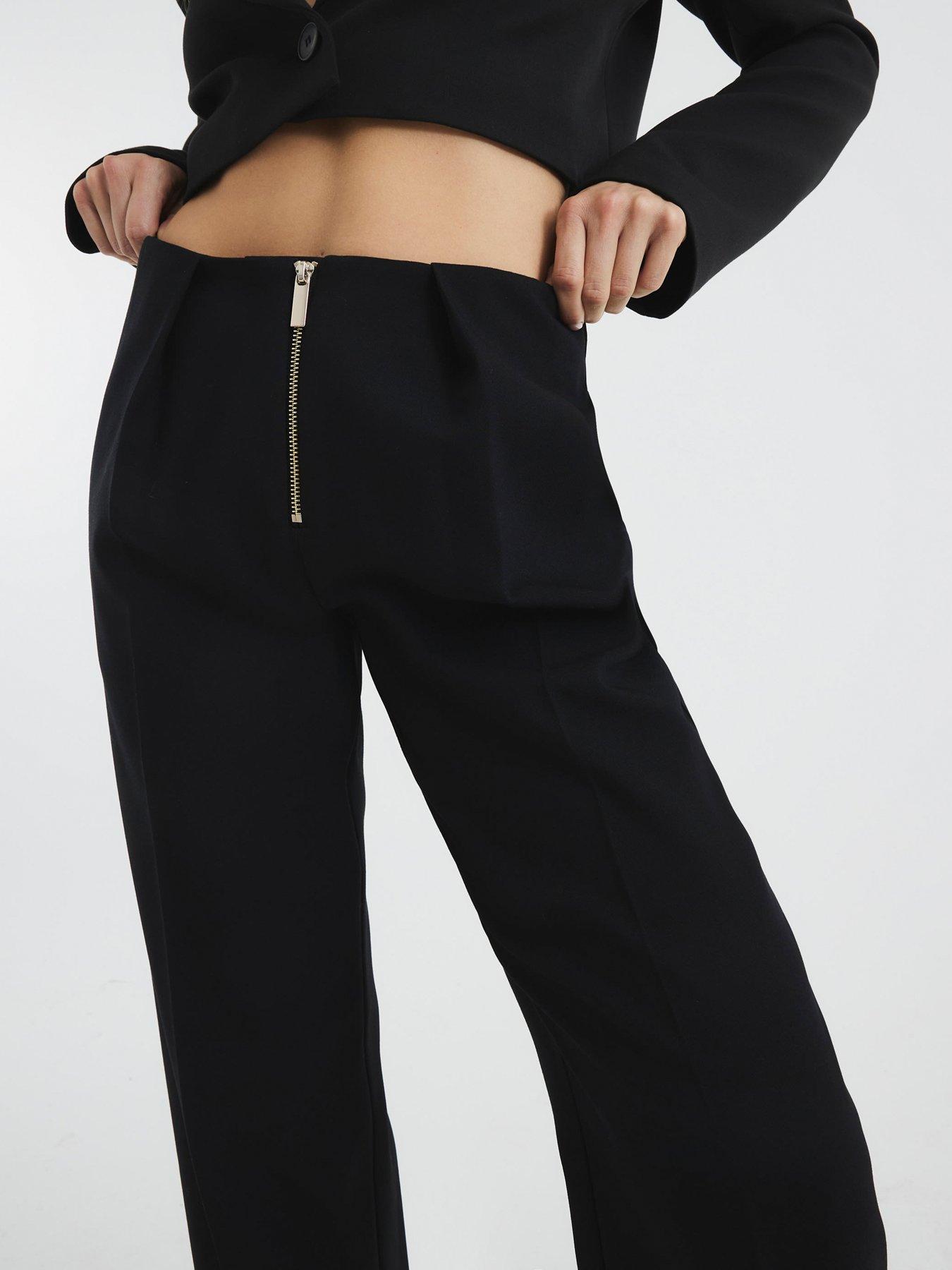 Image 4 of 4 of River Island Zip Front Slim Trouser - Black
