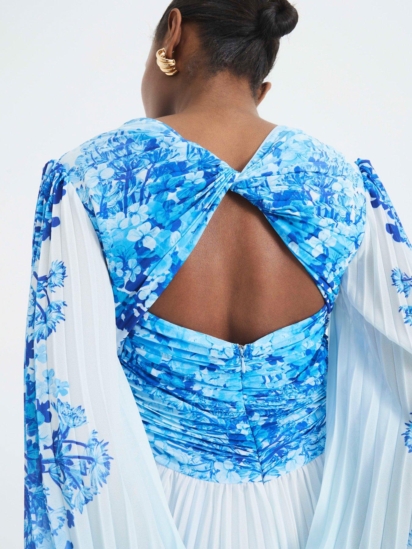 Image 2 of 6 of River Island Plisse Twist Dress - Blue
