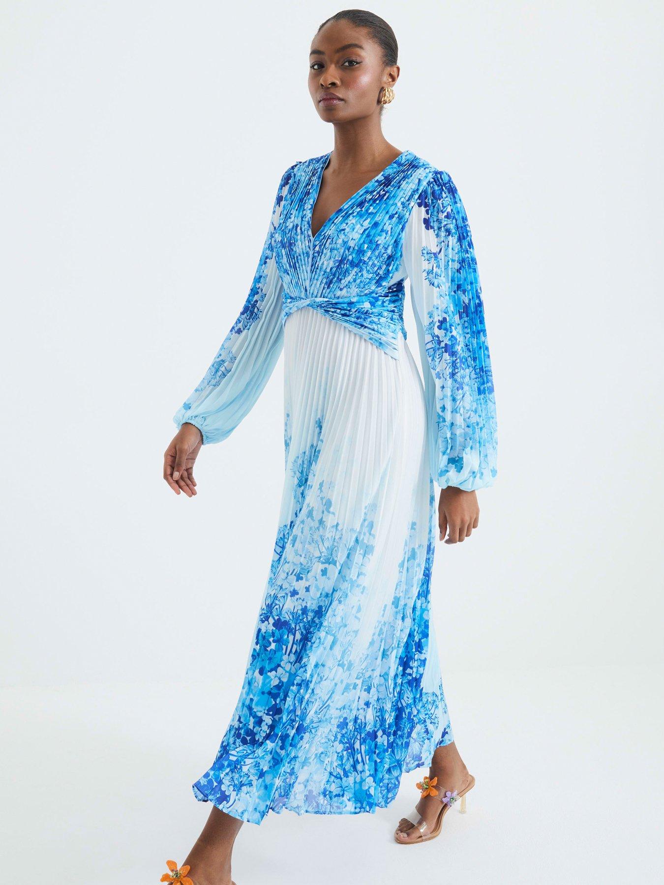 Image 3 of 6 of River Island Plisse Twist Dress - Blue