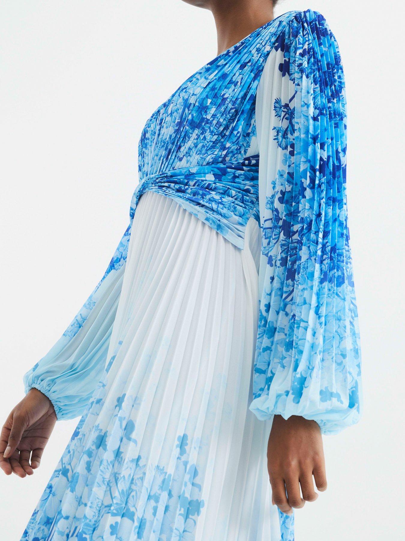 Image 4 of 6 of River Island Plisse Twist Dress - Blue