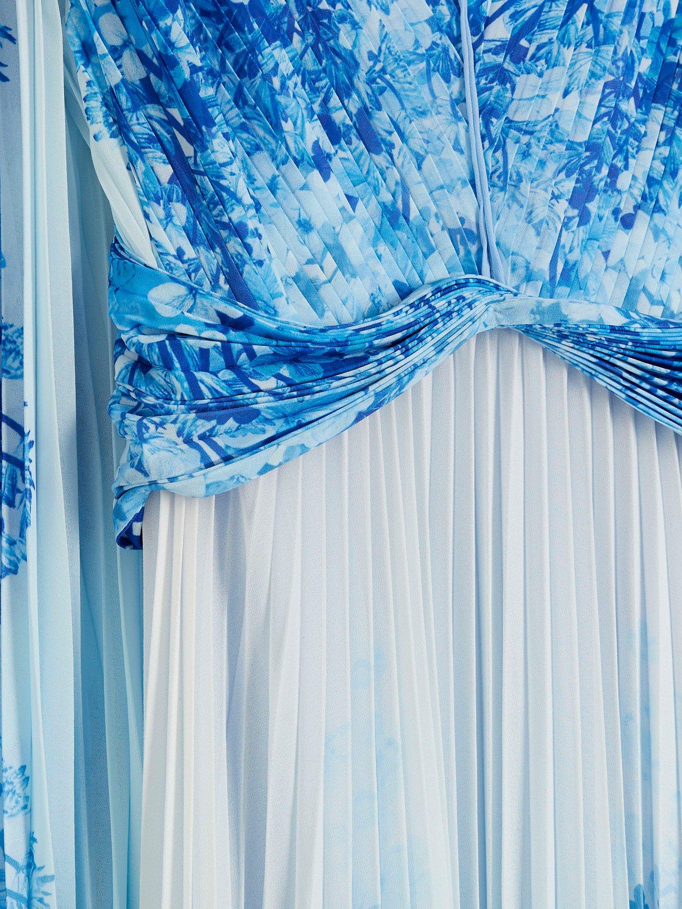 Image 5 of 6 of River Island Plisse Twist Dress - Blue