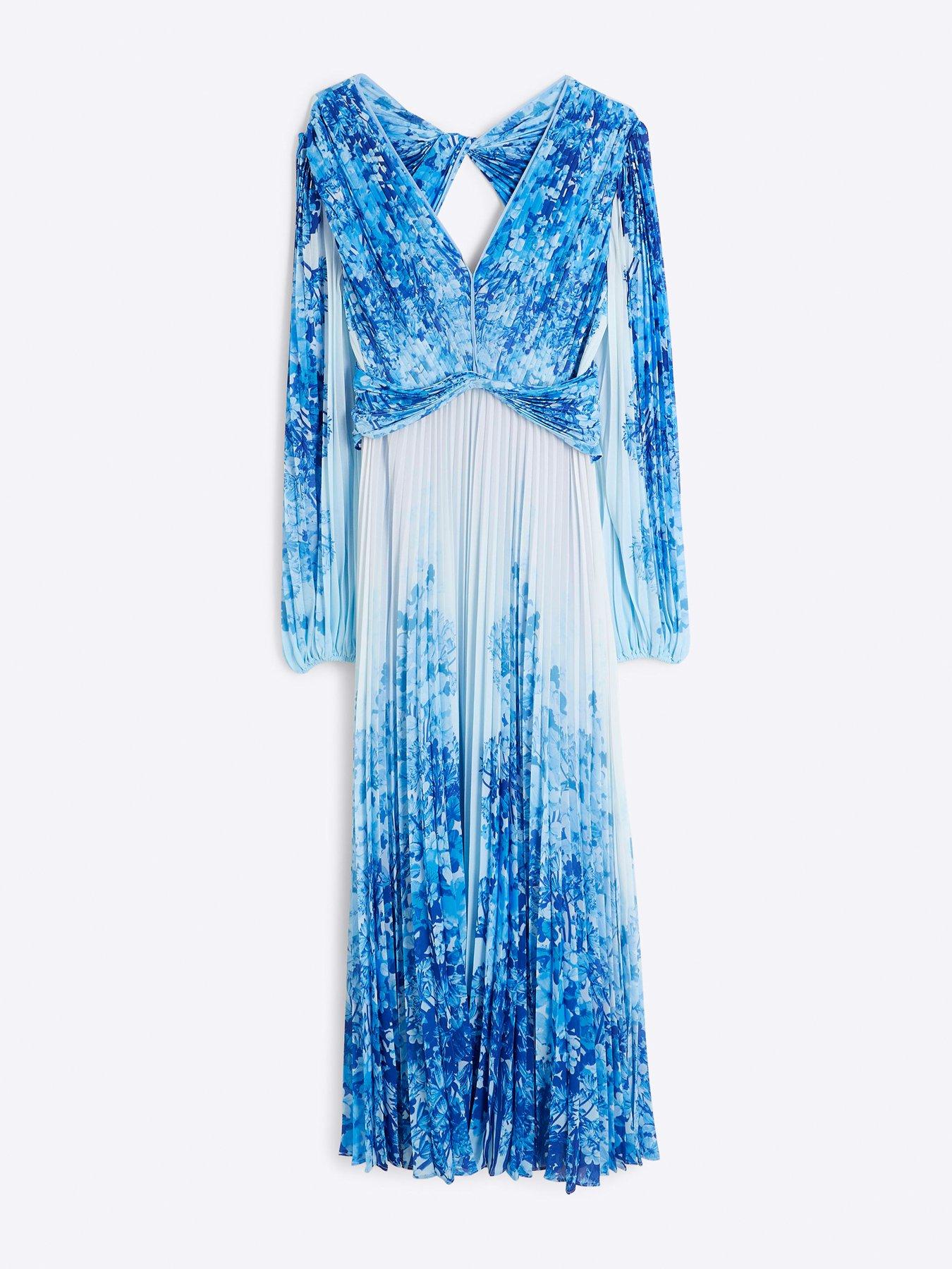 Image 6 of 6 of River Island Plisse Twist Dress - Blue