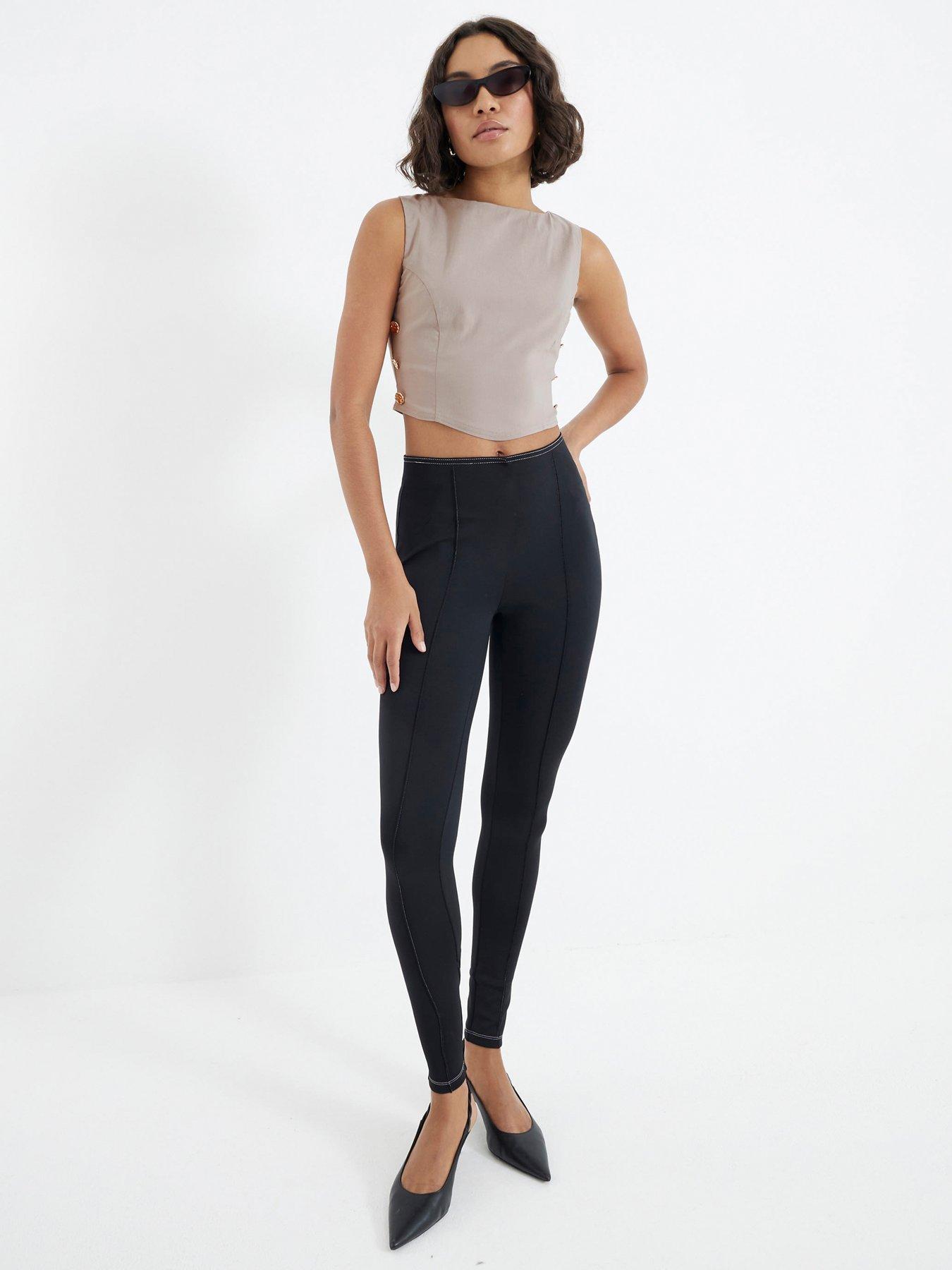 river-island-button-crop-shell-top-brownback